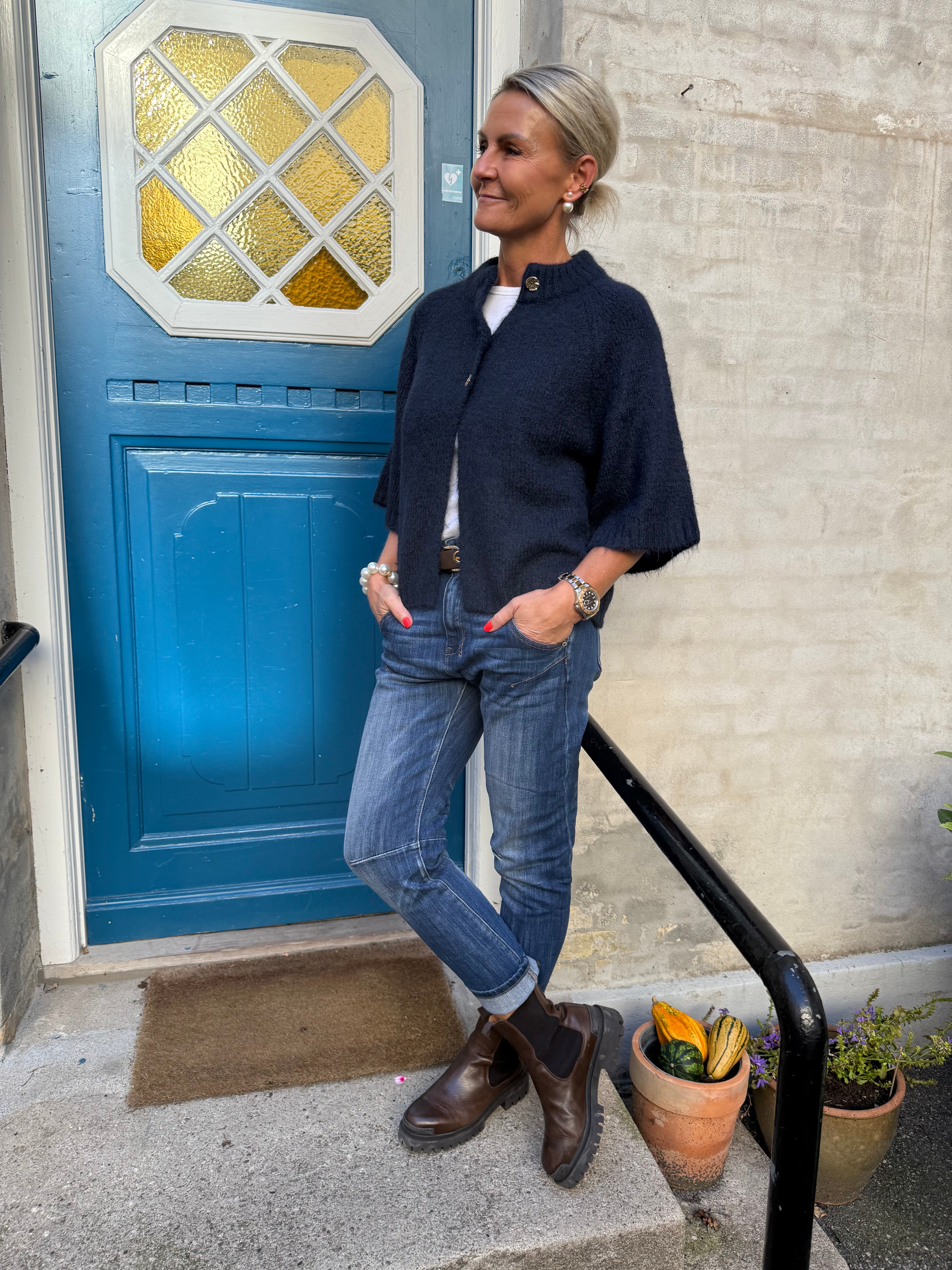 Benuta Fluffy Knit Cardigan - Navy
