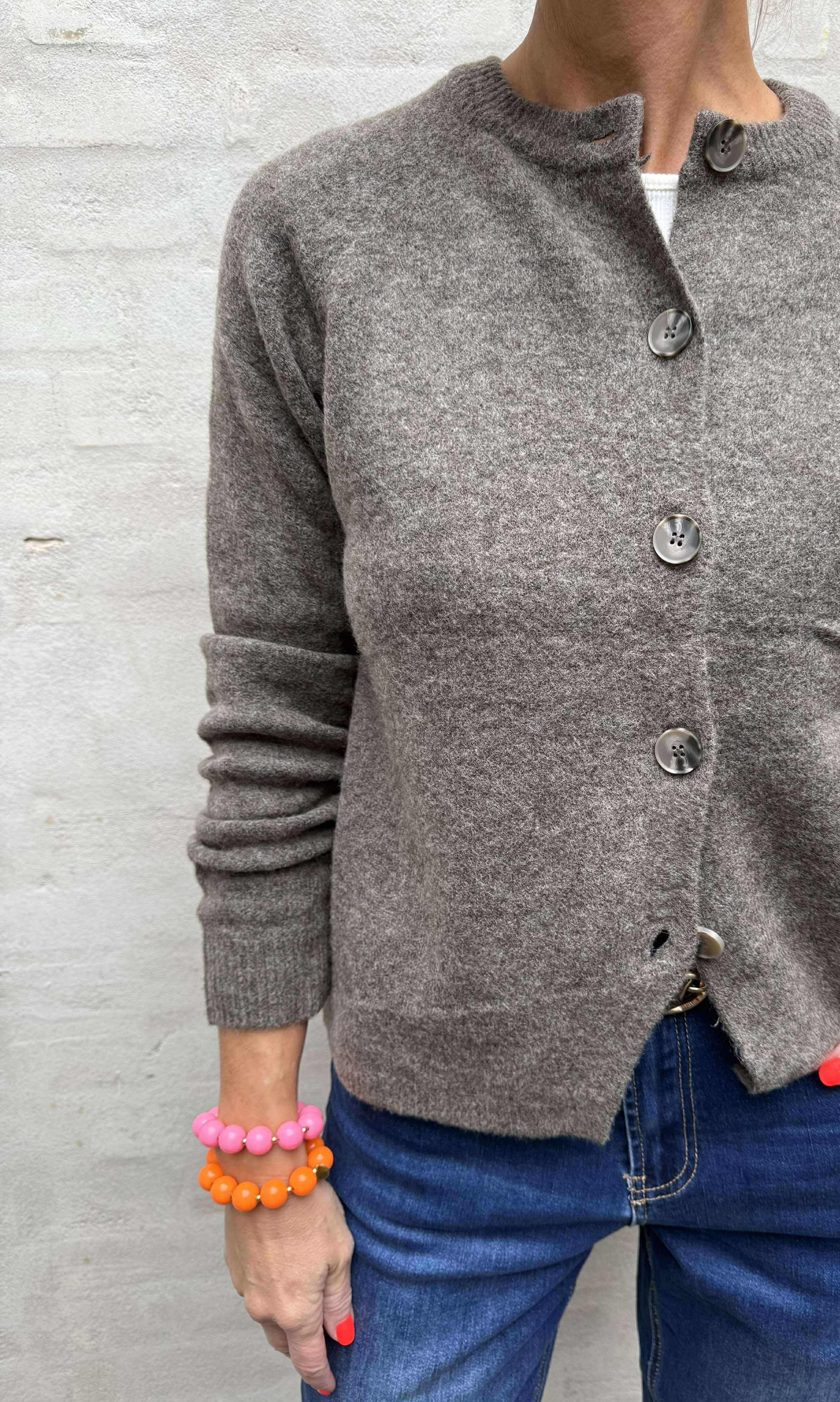 JIKO LS KNIT CARDIGAN - Morel