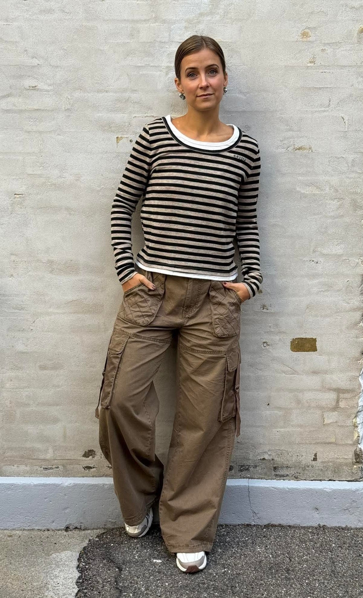 ElmaGO Blouse - Sand/Black Stripes