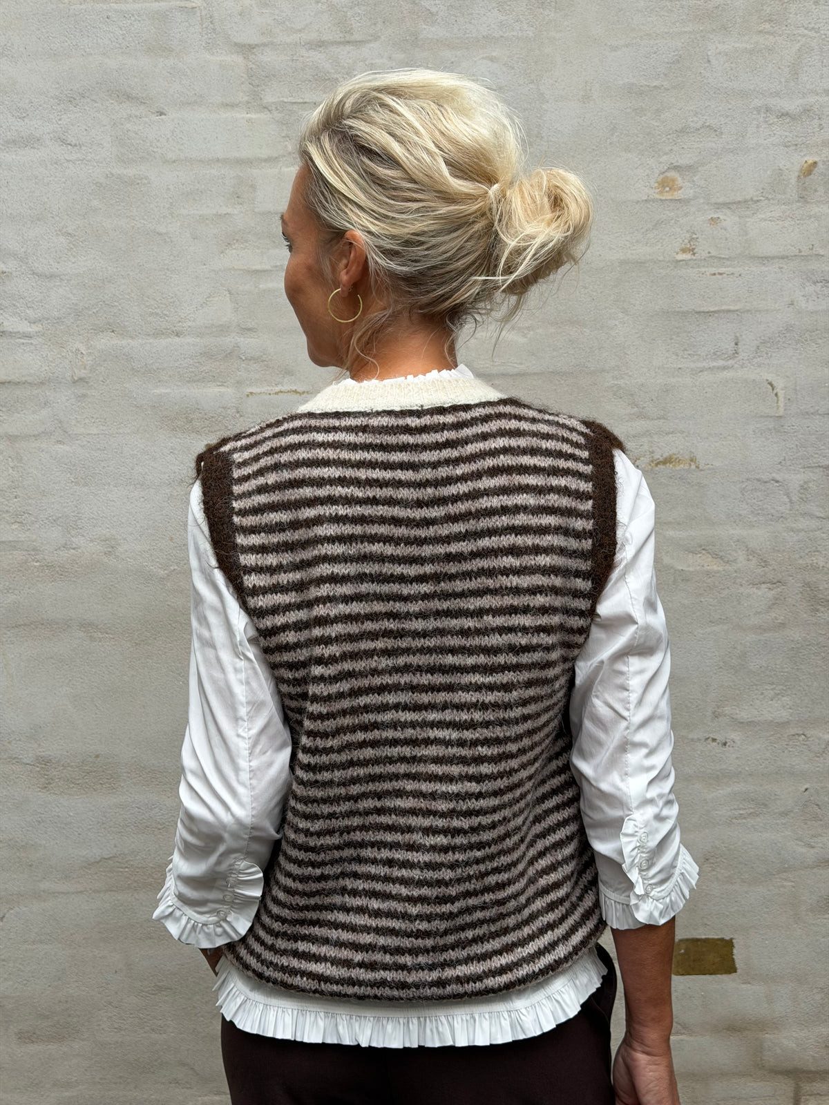 Striped Vest - Brown/Beige/Off White