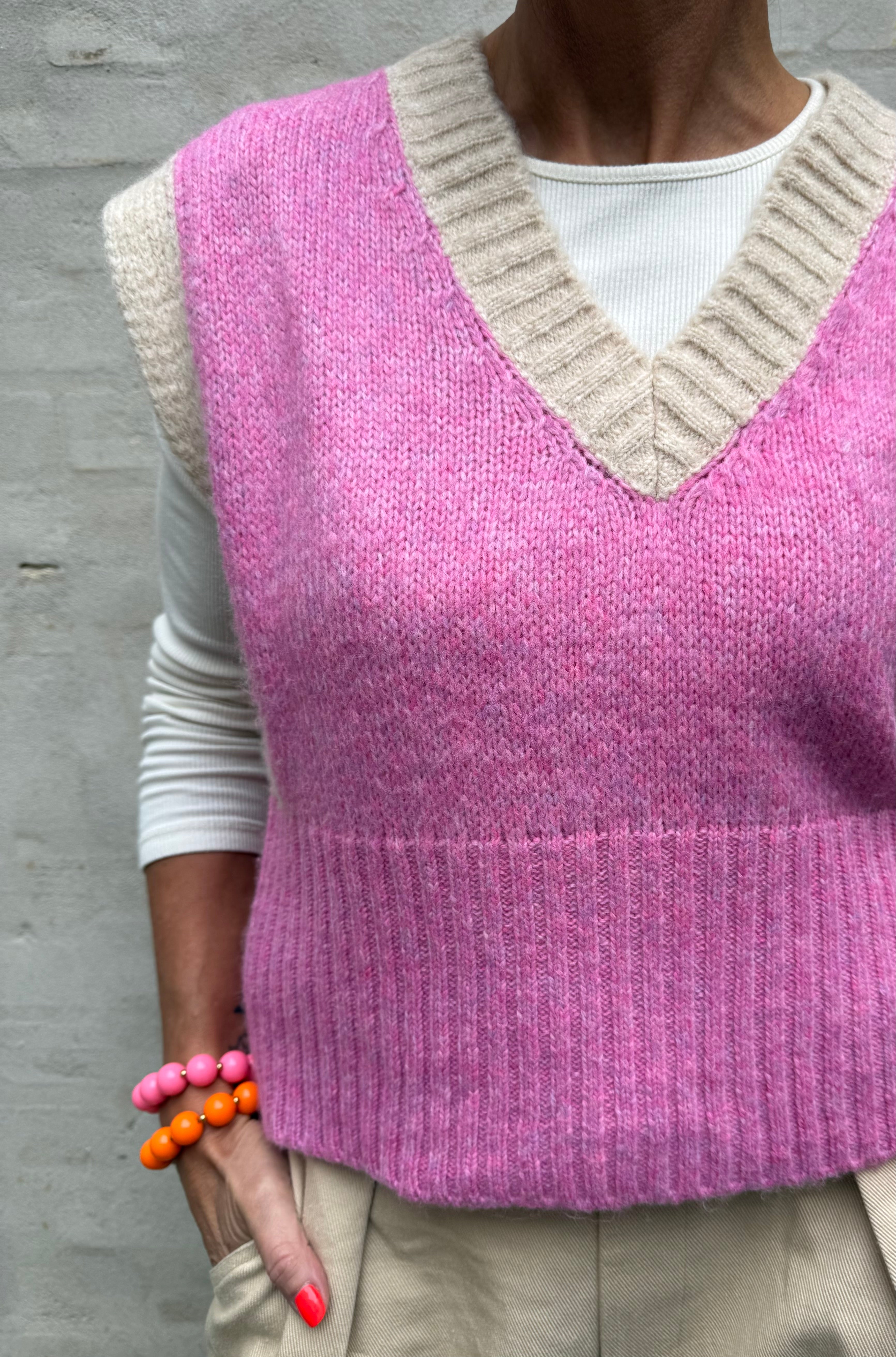 Candice Vest - Pink/Beige