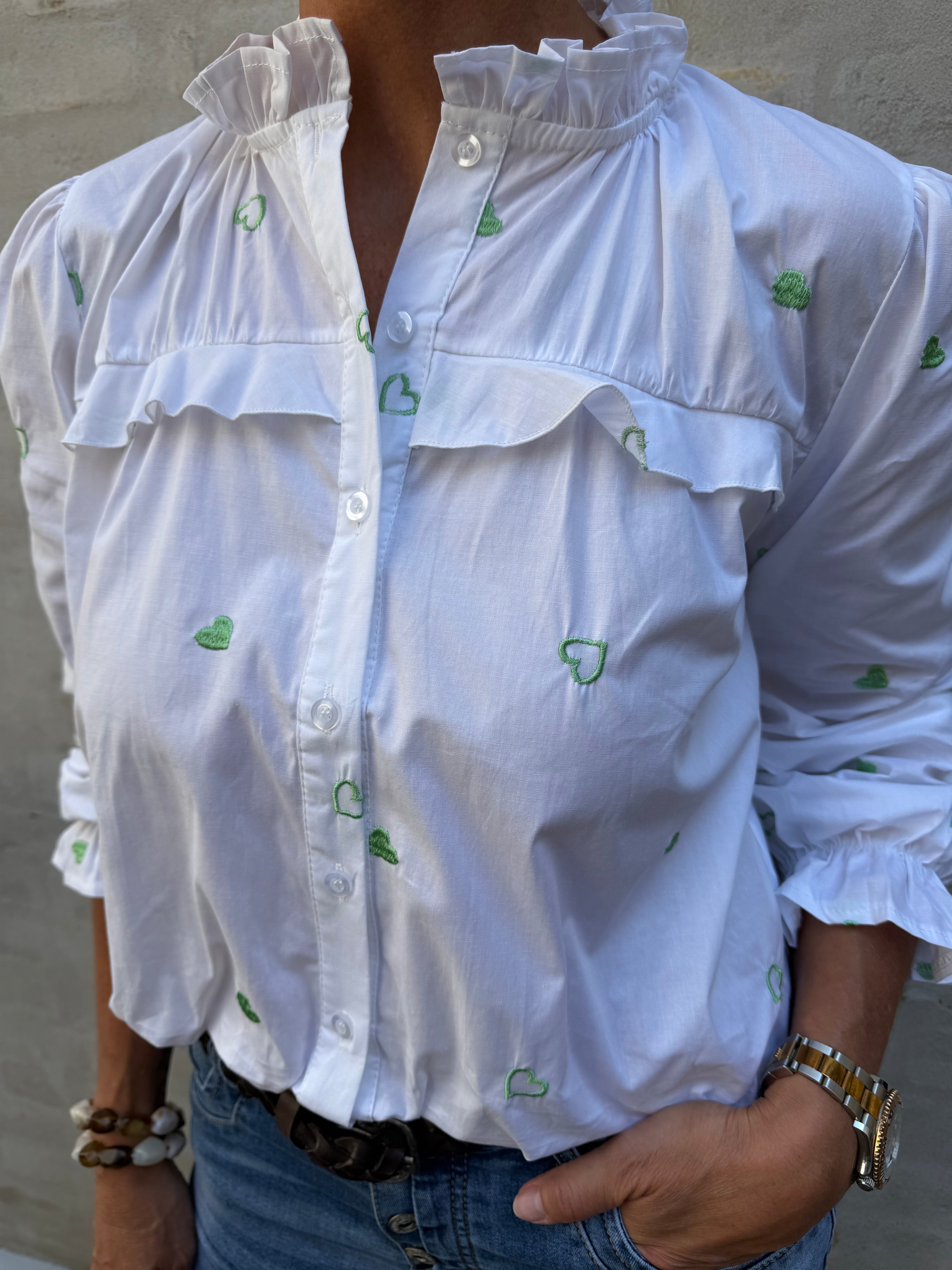 Sweet Heart Shirt - Vit/Grön