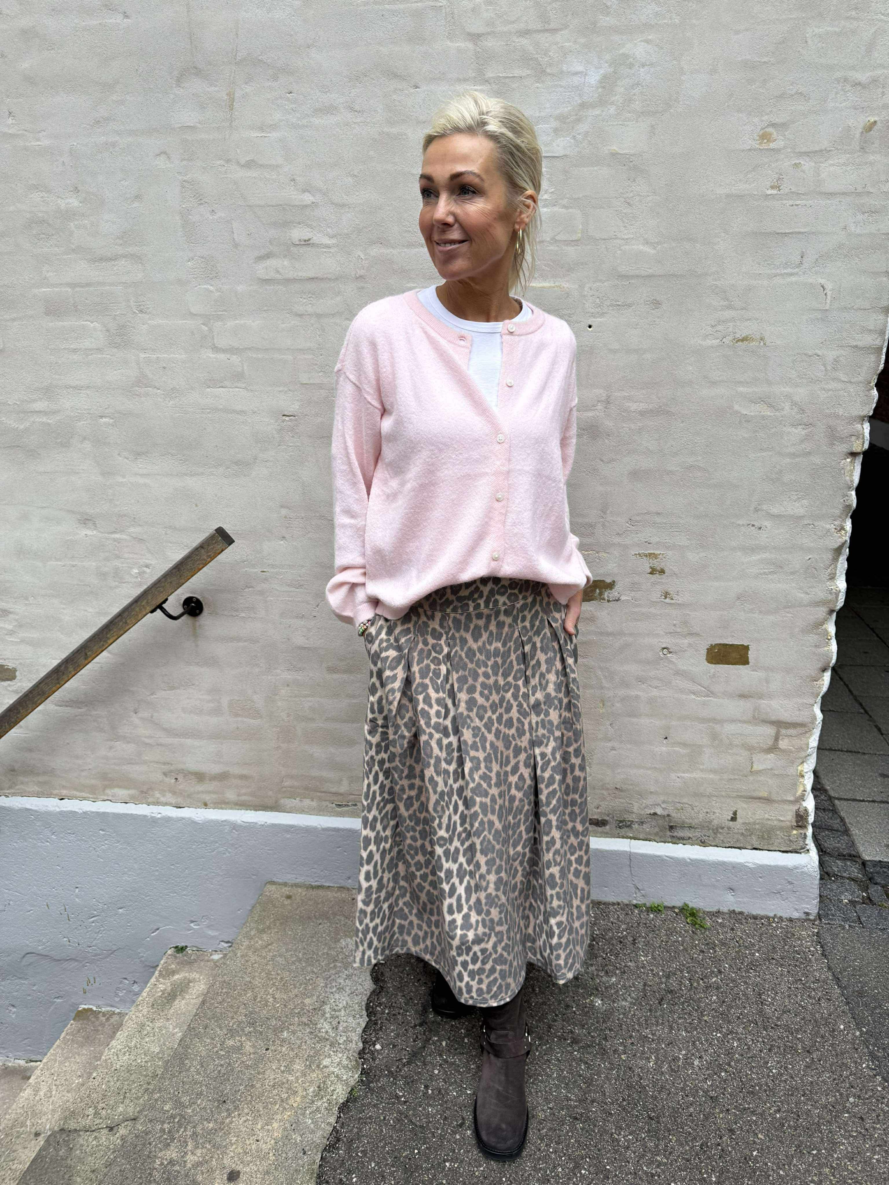 NAOMI LS O-NECK KNIT CARDIGAN - Roseate Spoonbill MELANGE