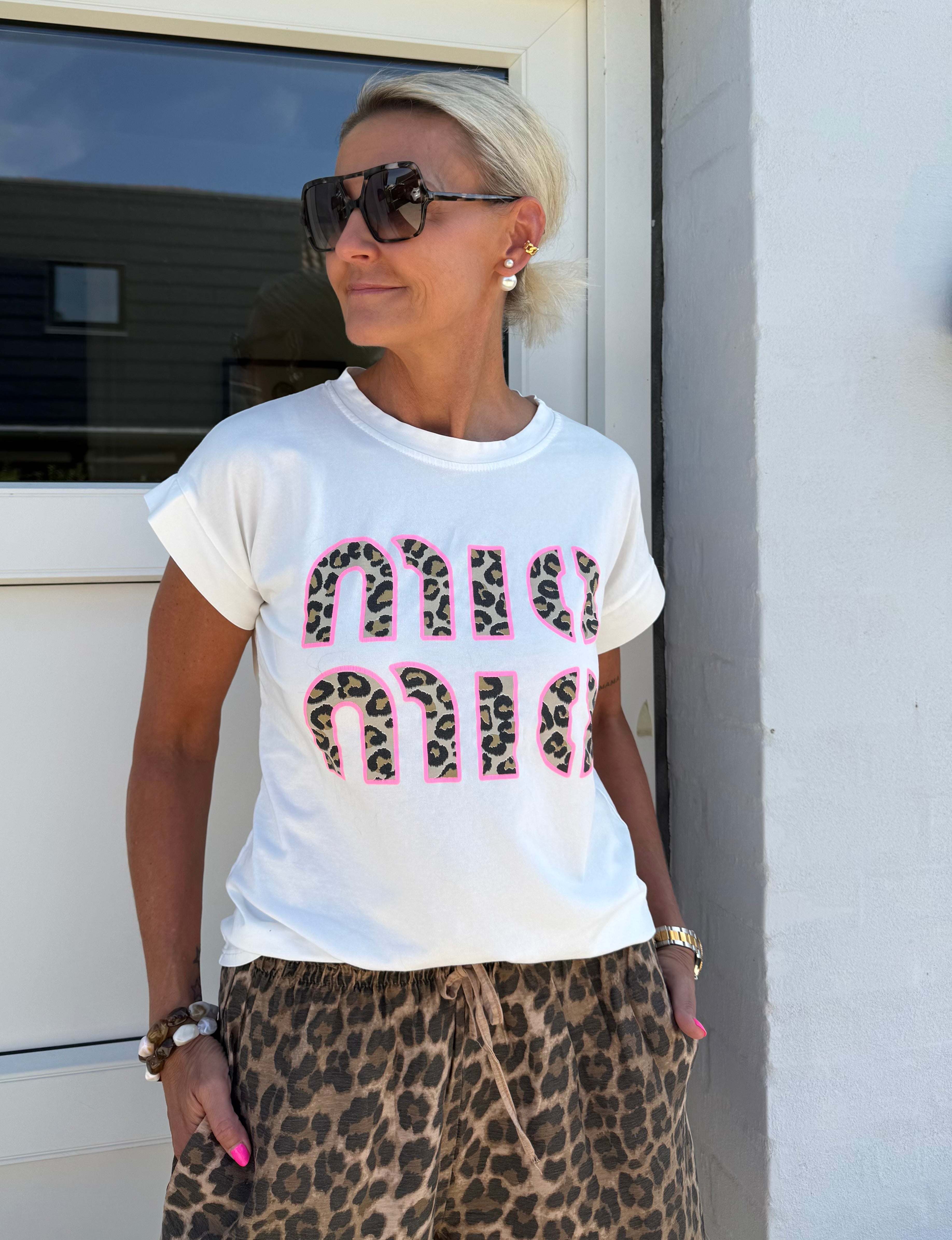 Mio Mio T-shirt - White Animalier