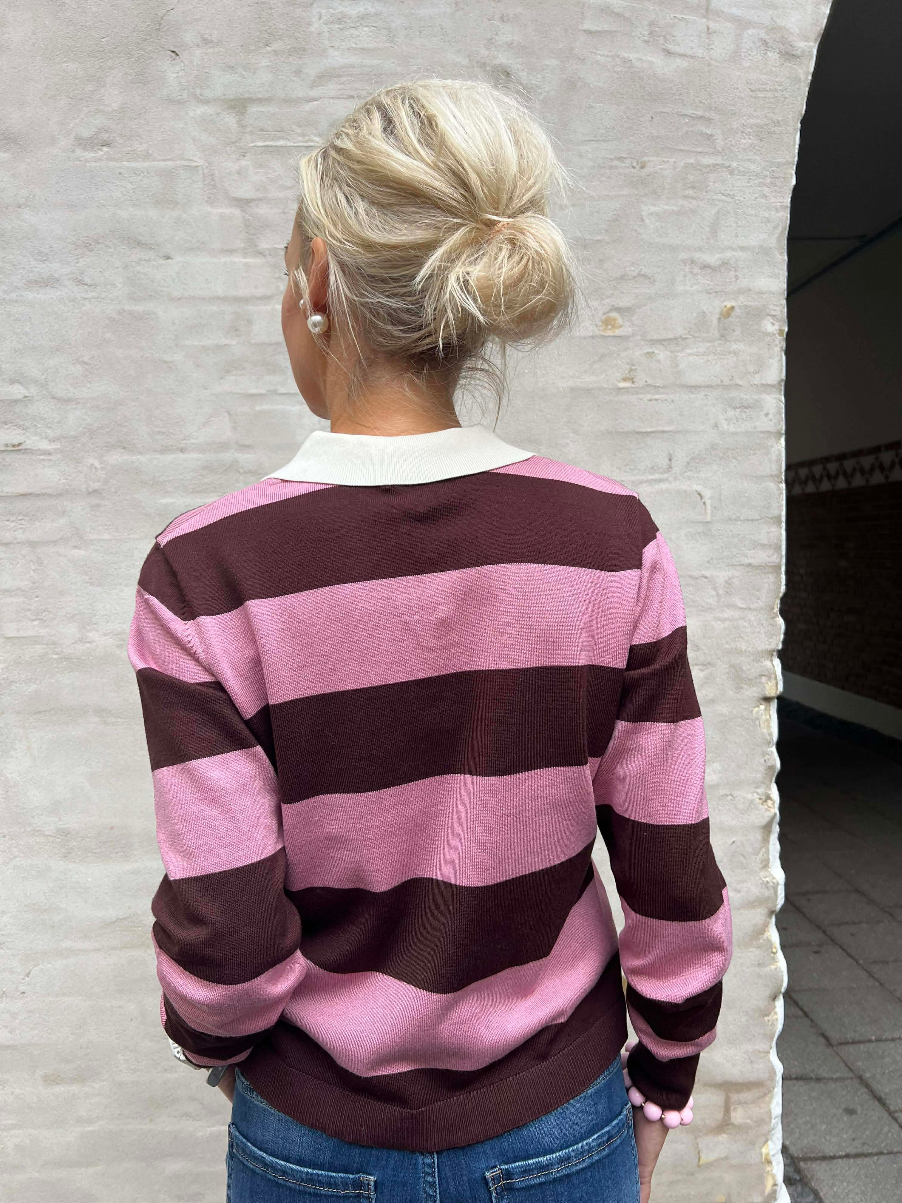 NAIMA LS POLO PULLOVER - Chicory Coffee W. lilas