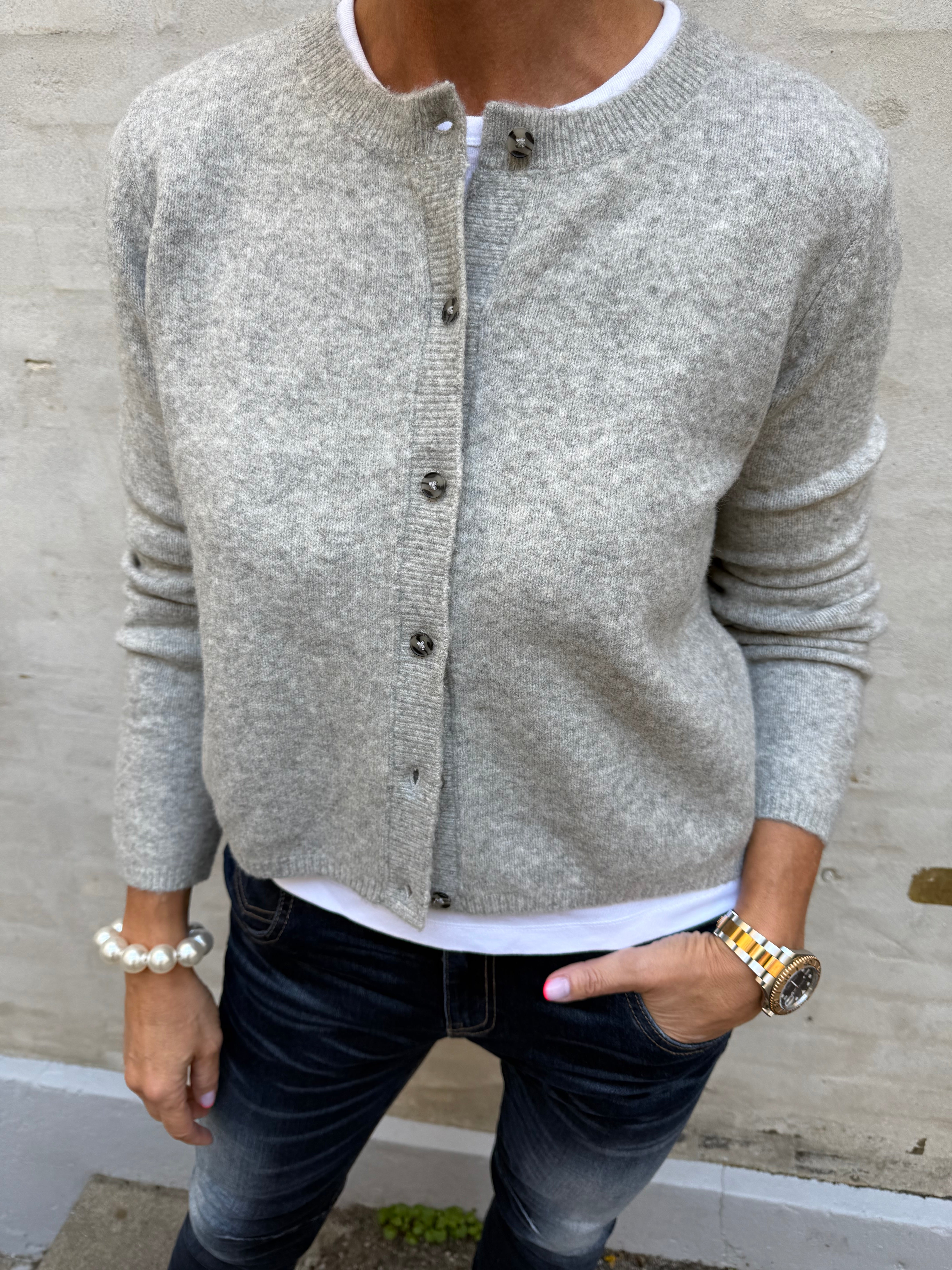 CHLOE LIFE CARDIGAN - Light Grey Melange