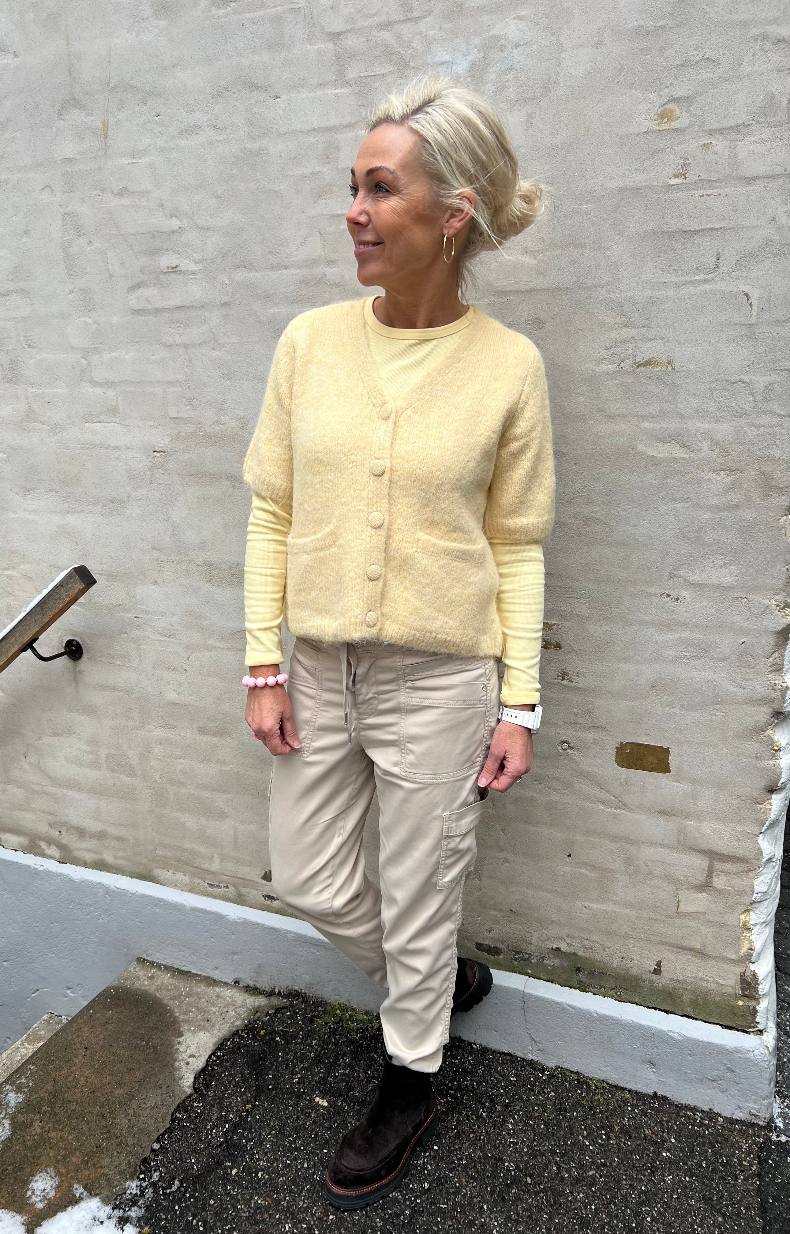 SAGGIA SS V-NECK Knit Cardigan - Sunlight Melange