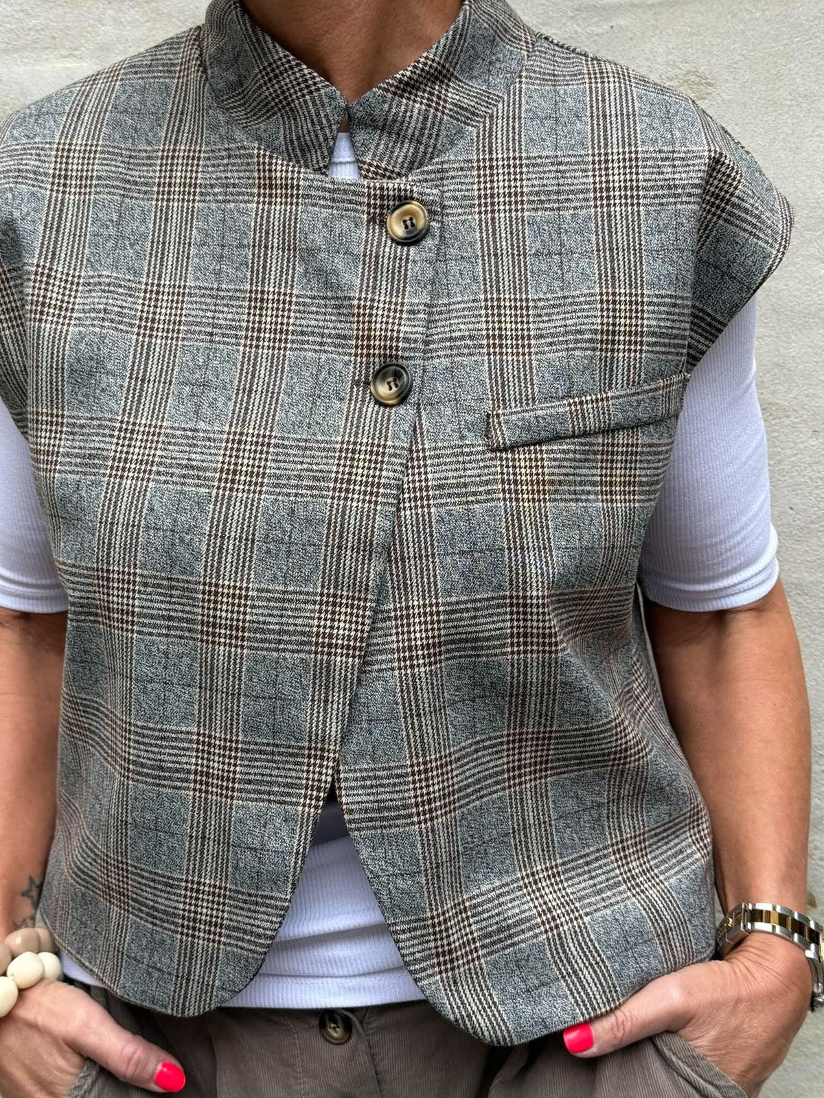 Victoria Vest - Grey Check