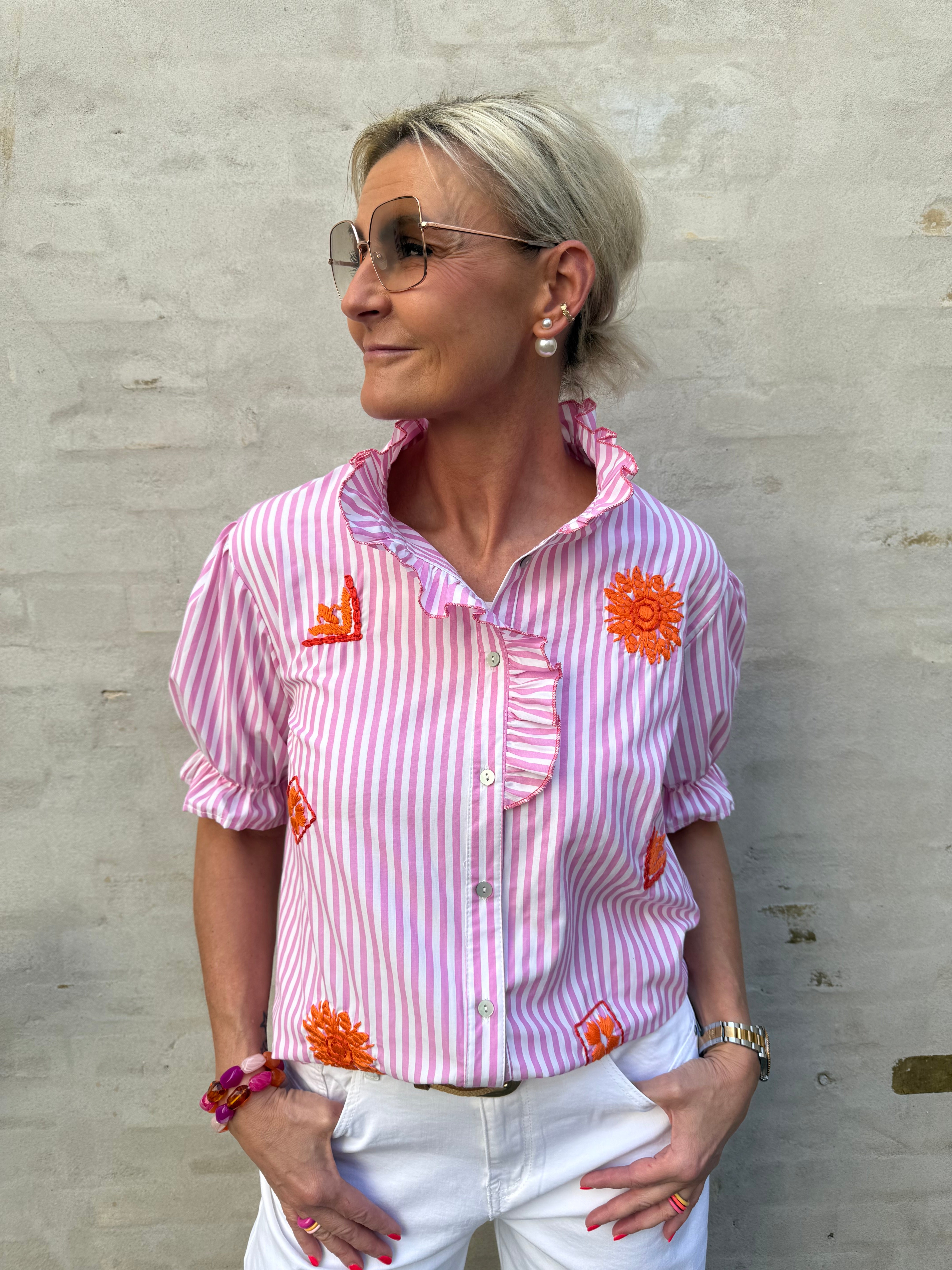 Ebba Shirt - White/Pink/Orange