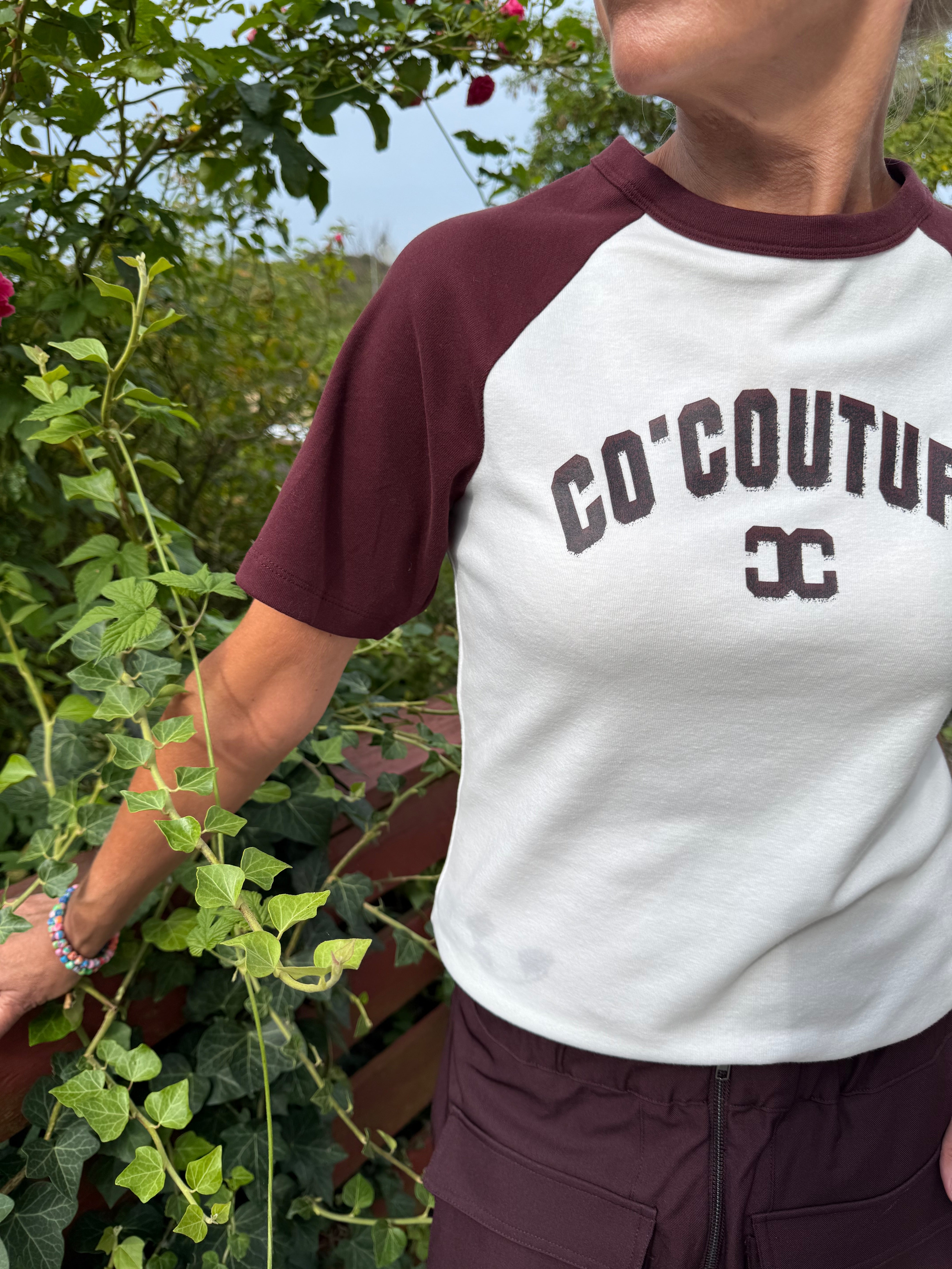 Edgecc Block Tee Offwhite/winered