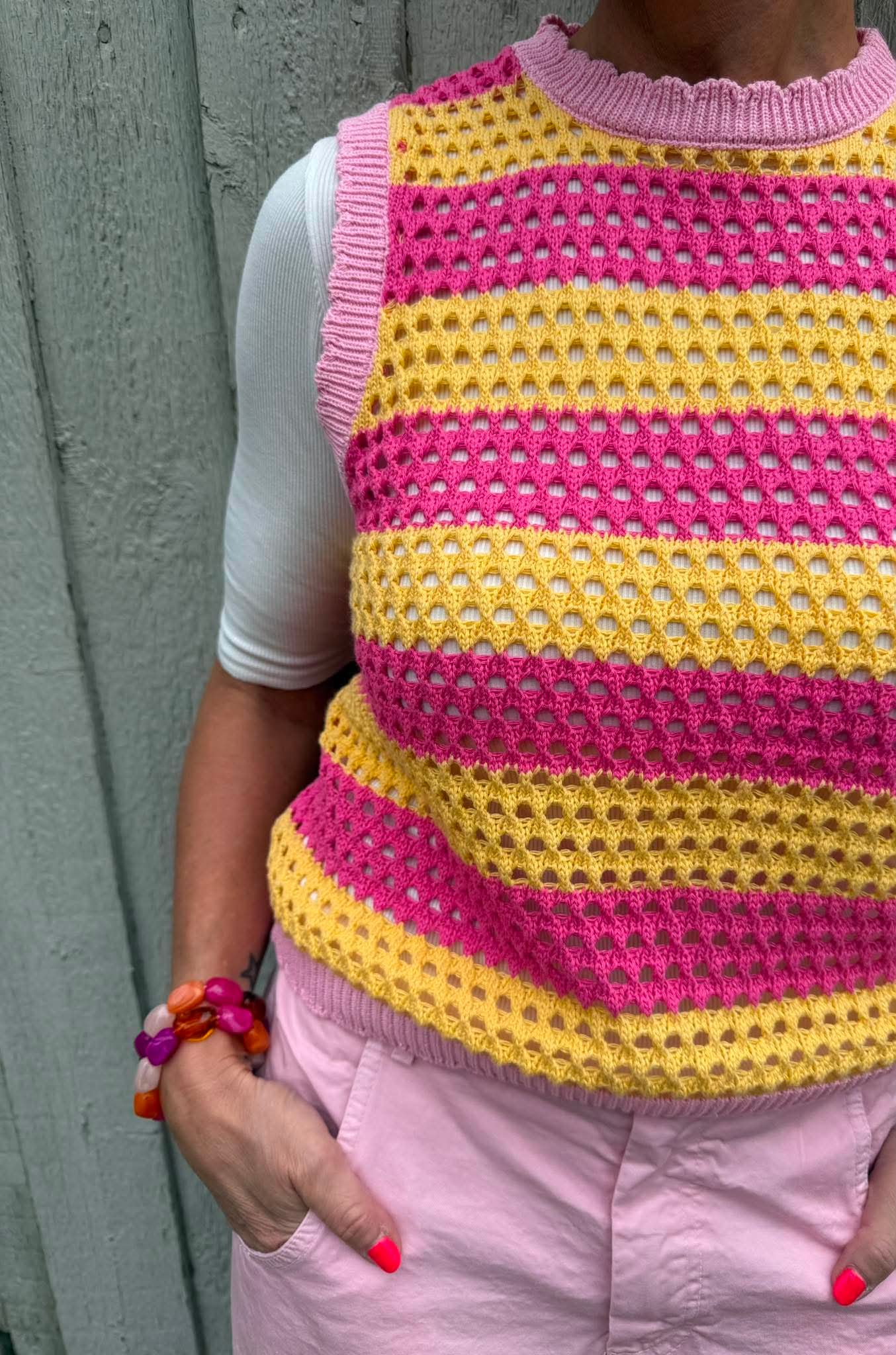 Manga Vest - Pink/Yellow