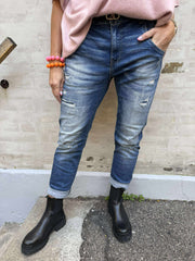 Denim Pants w. Paths - Denim Blue