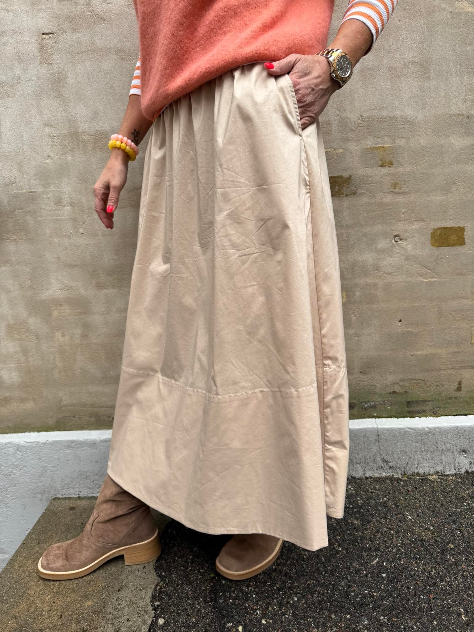 Yara Poplin Skirt - Dark Sand