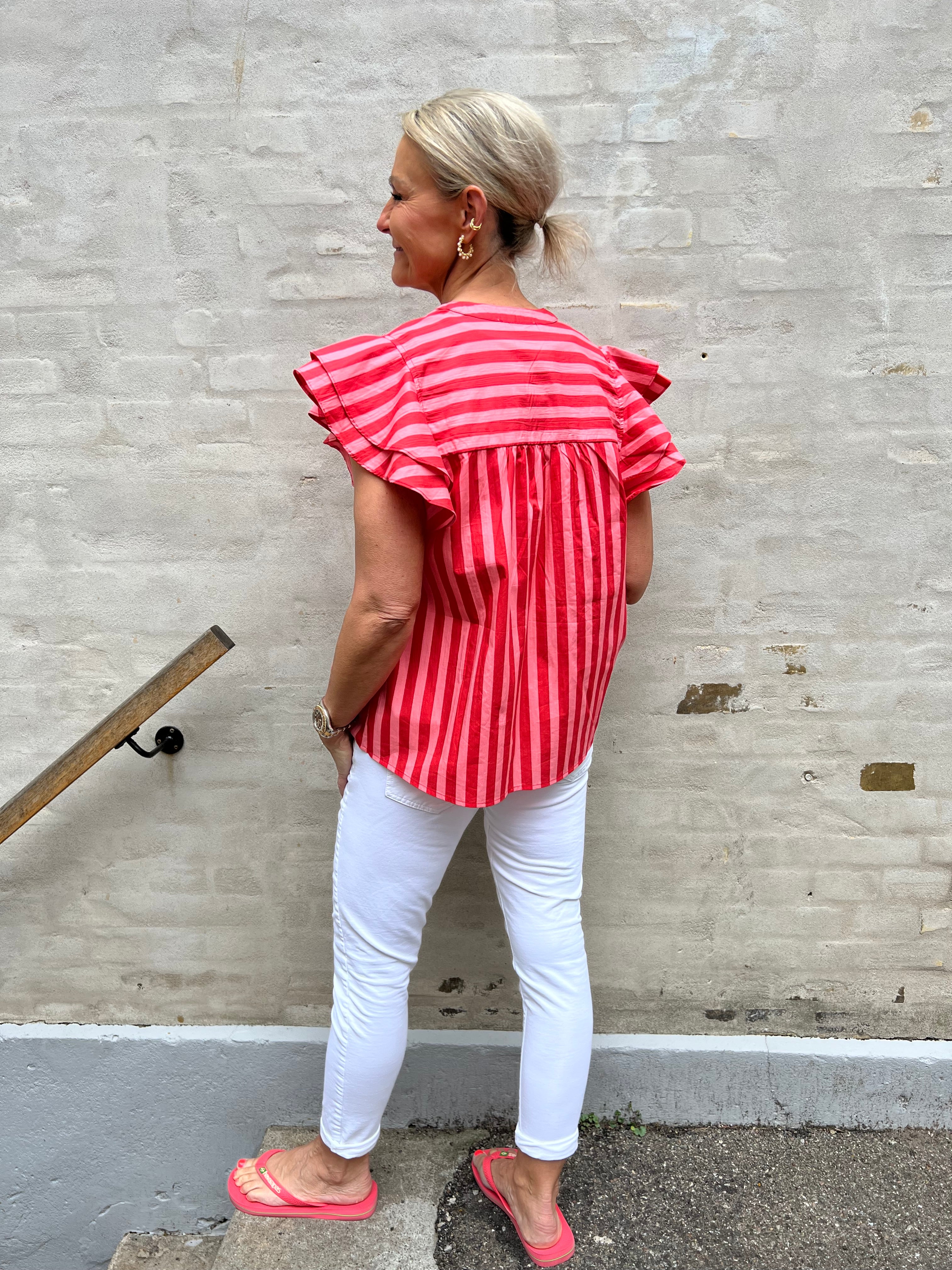 Christel Stripe Top - Stripe Pink