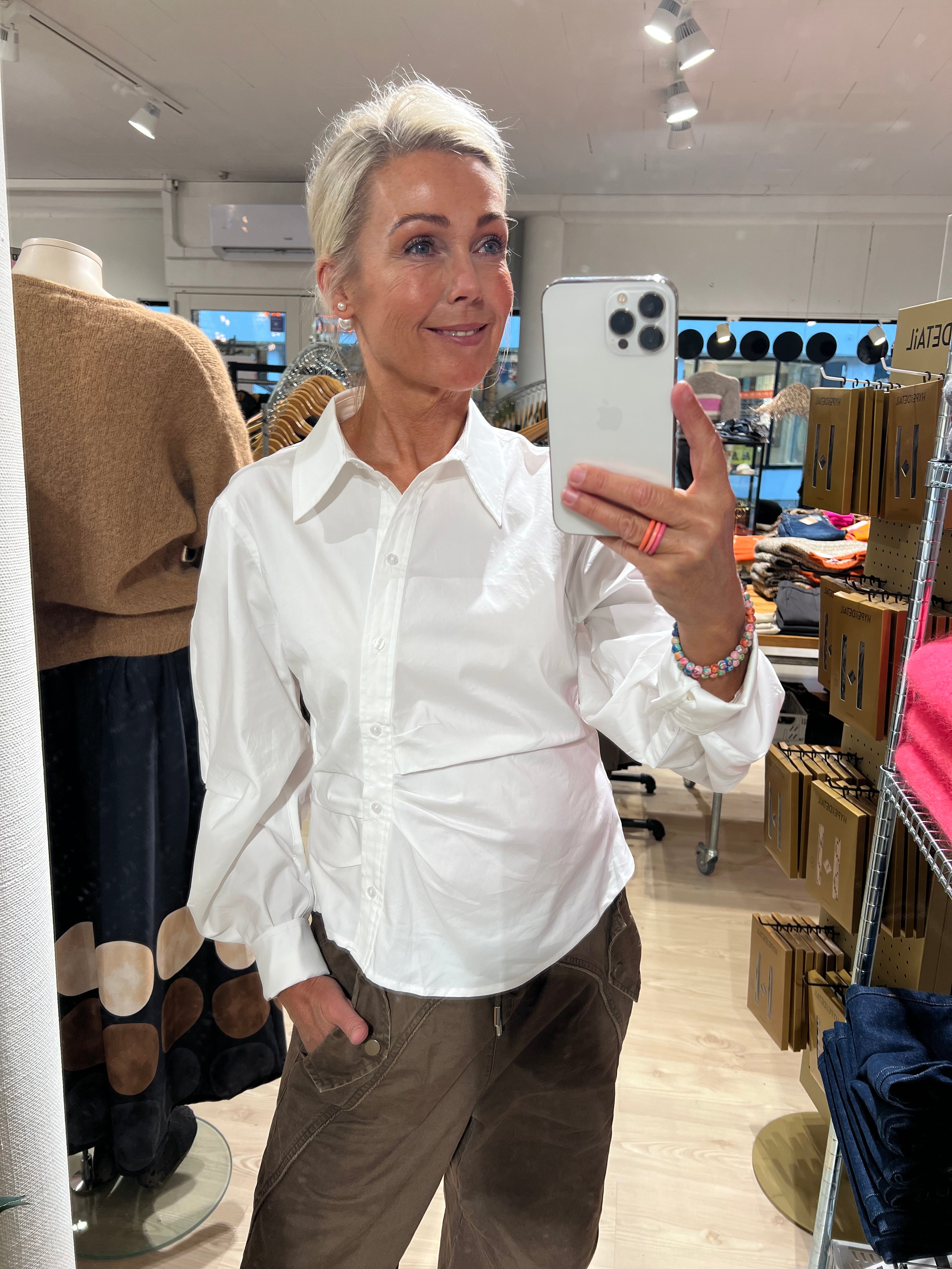 SannaCC Asym Placket Shirt - White