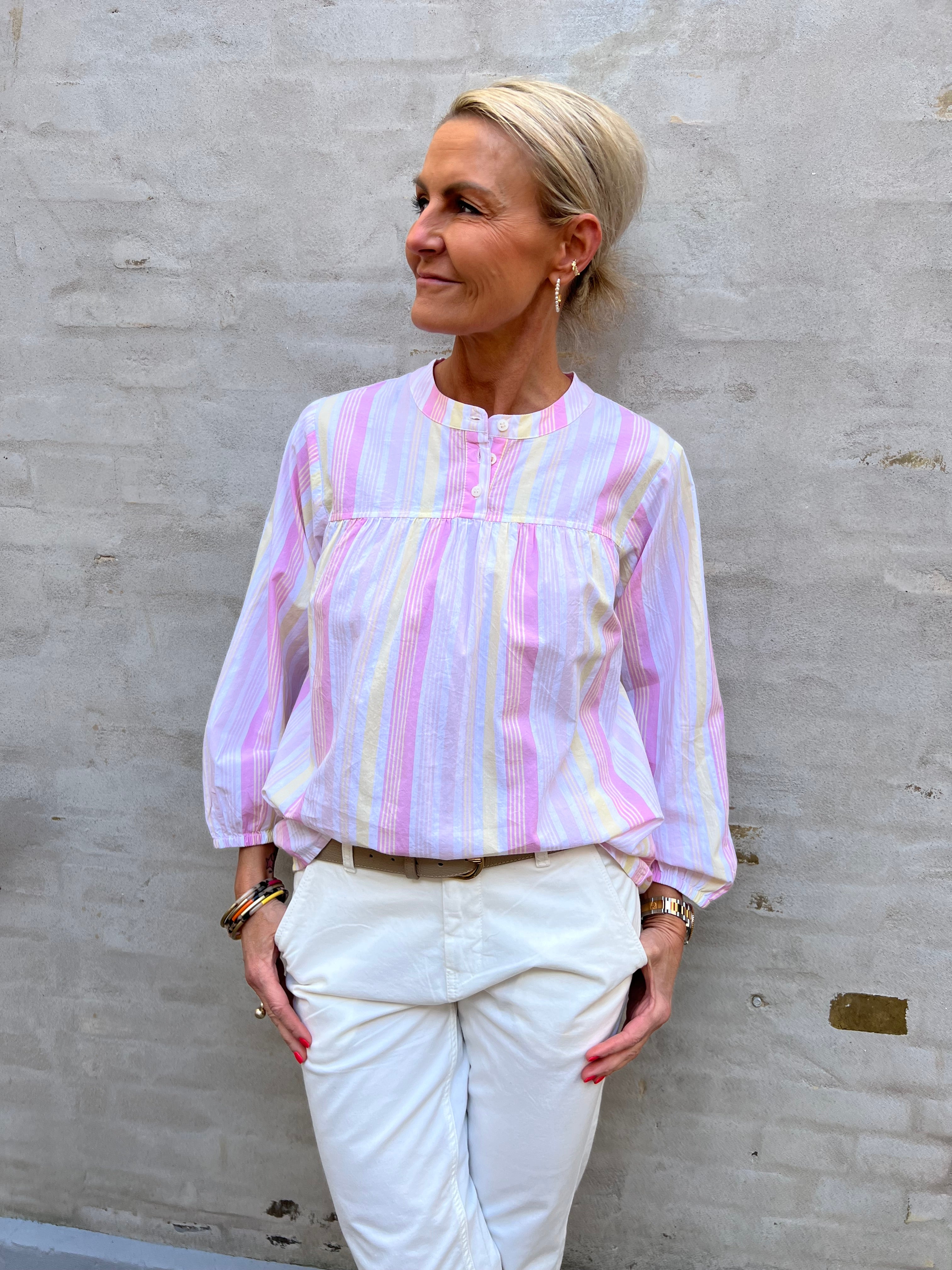 Beha blouse pink/yellow/lavender stripe