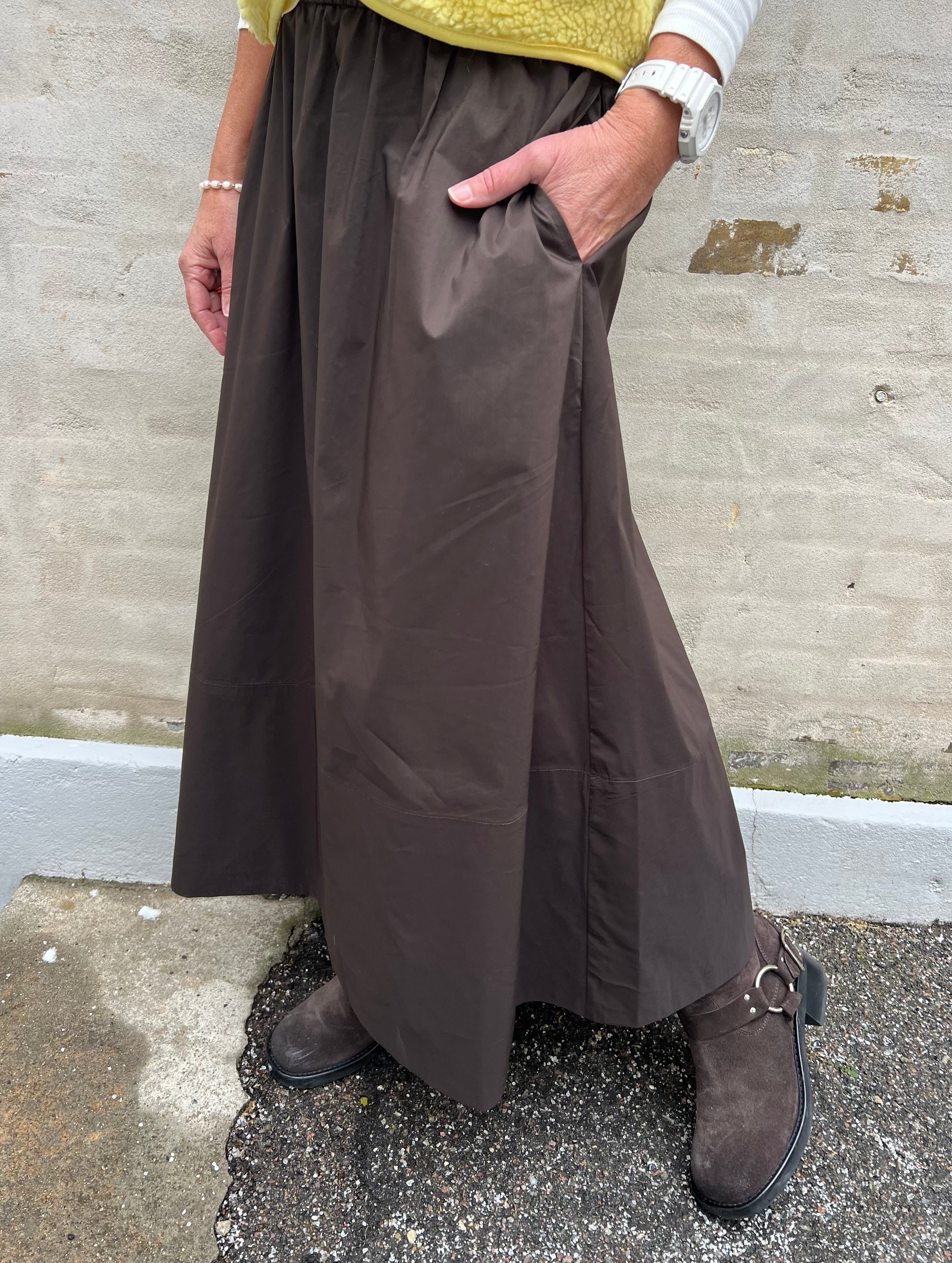 Yara Poplin Skirt - Chocolate brown