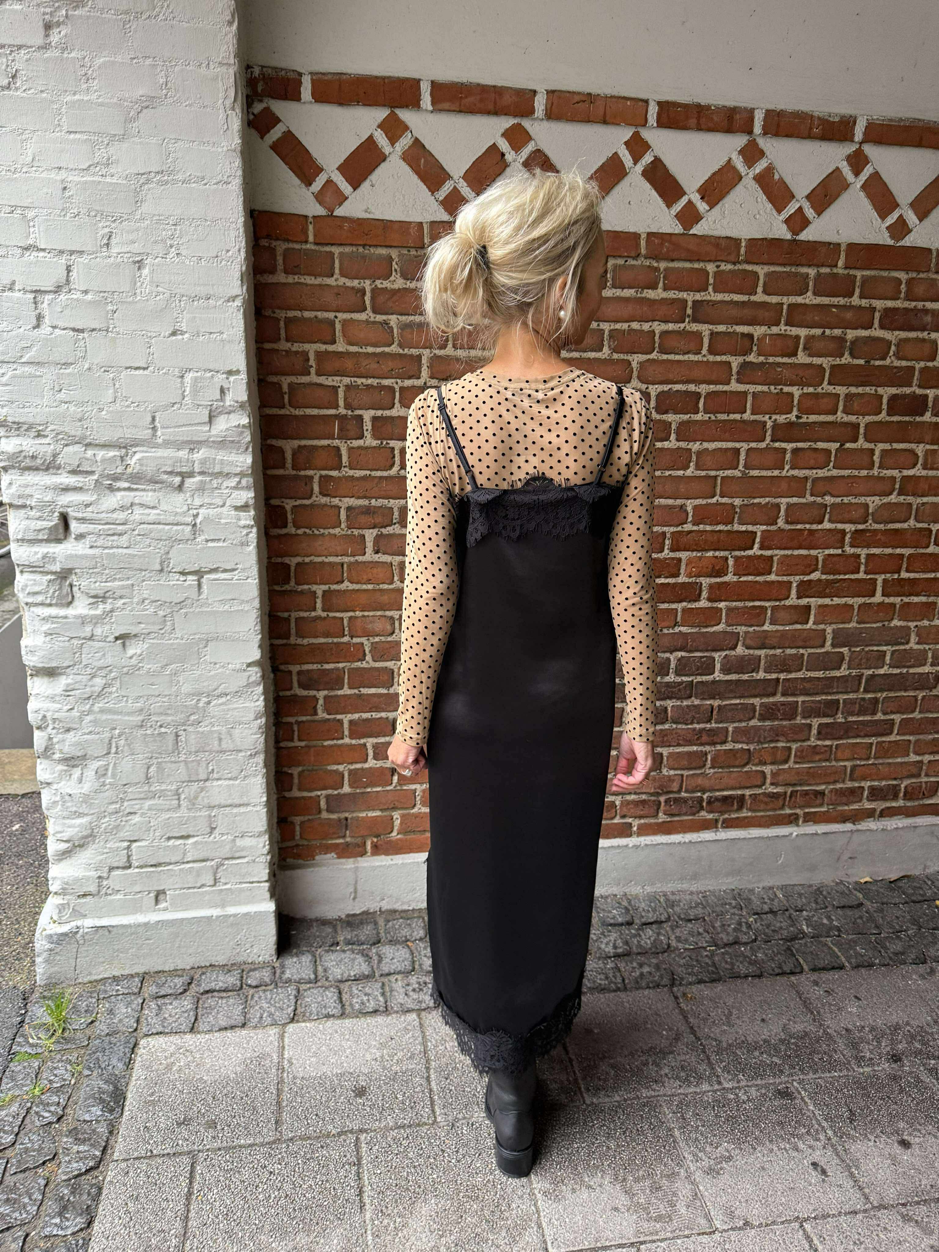 Evie Lace Strap Dress - Black