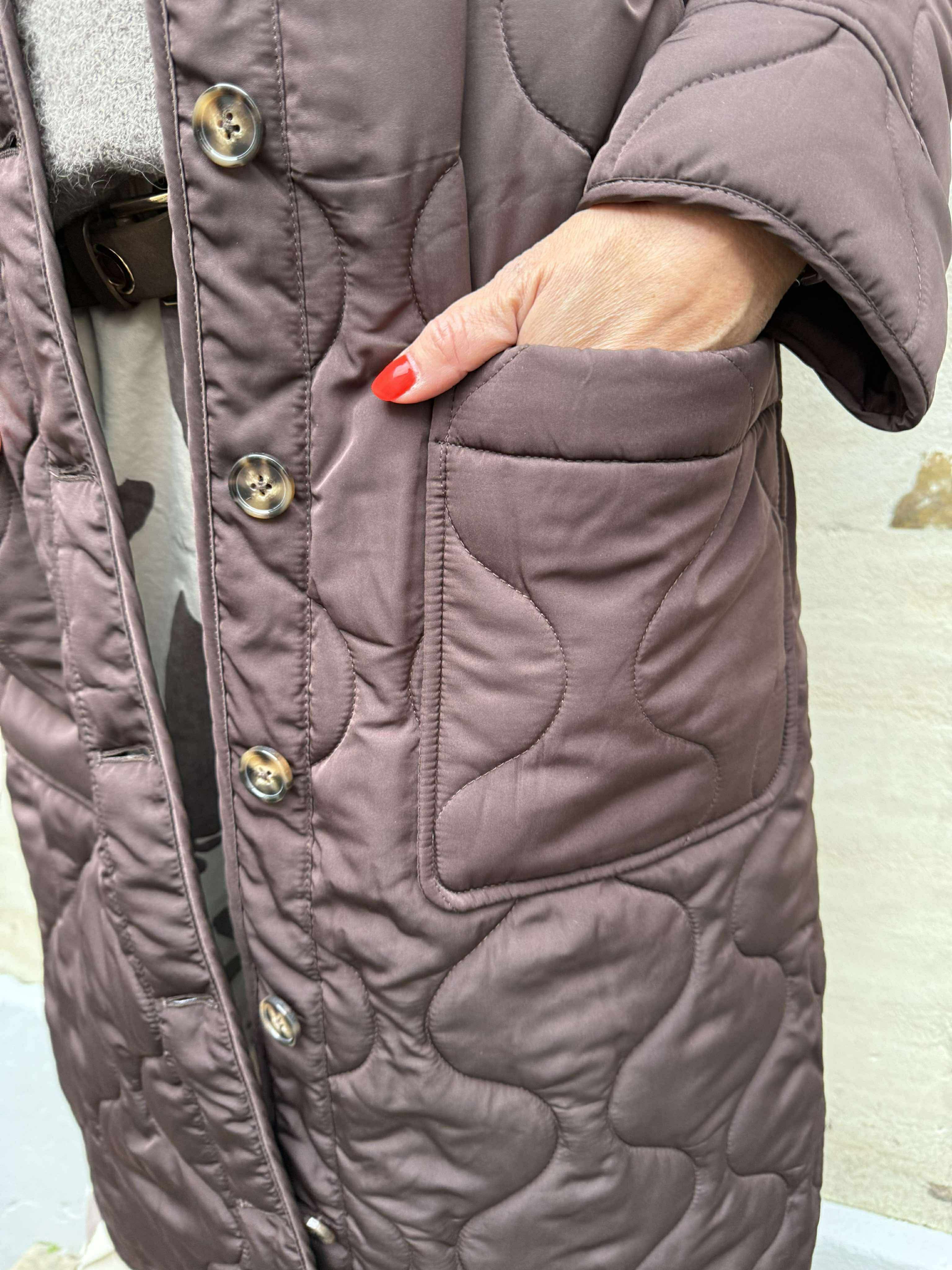 ALLIE LONG QUILT JACKET - Java