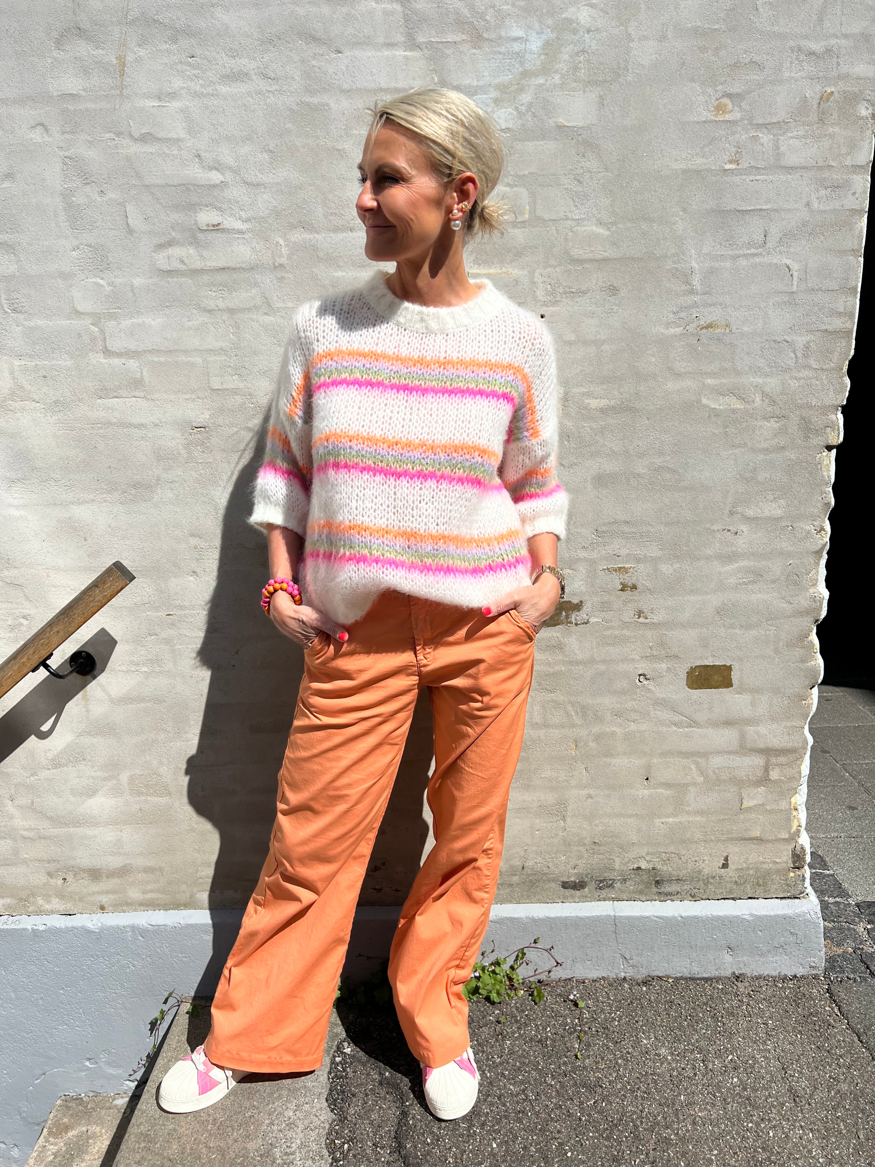 Minna striped jumper white neon