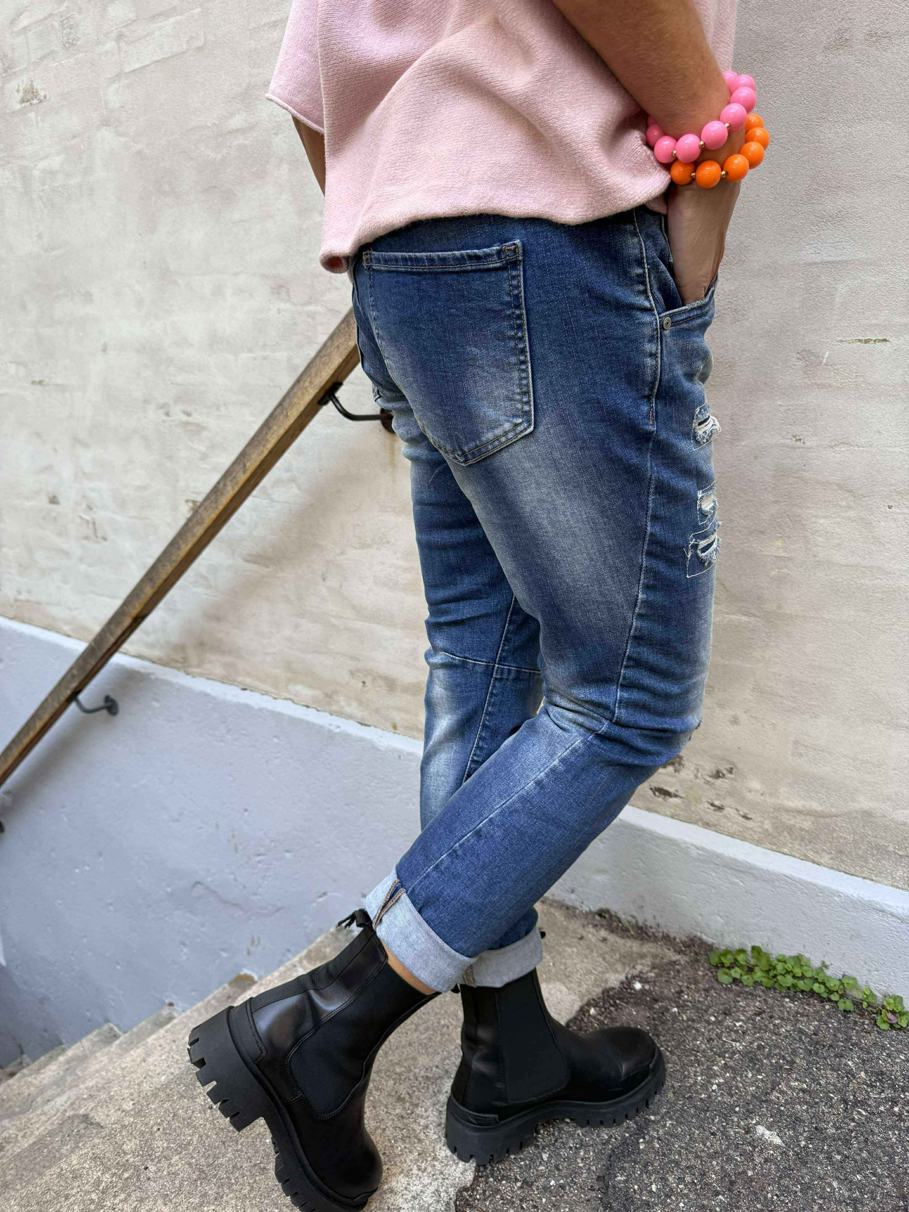 Denim Pants w. Paths - Denim Blue
