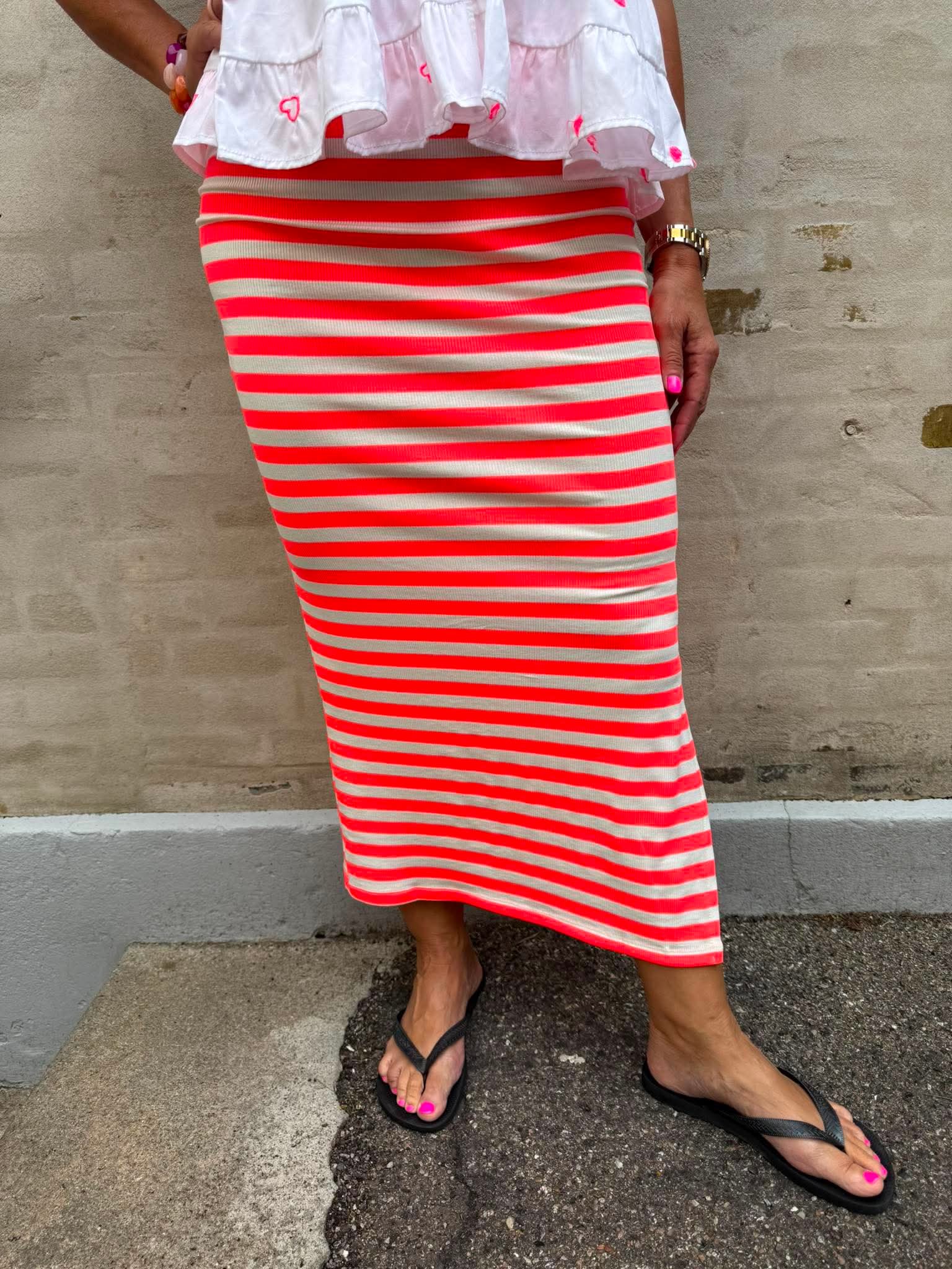Everyday stripe Skirt - White/Pink Flou