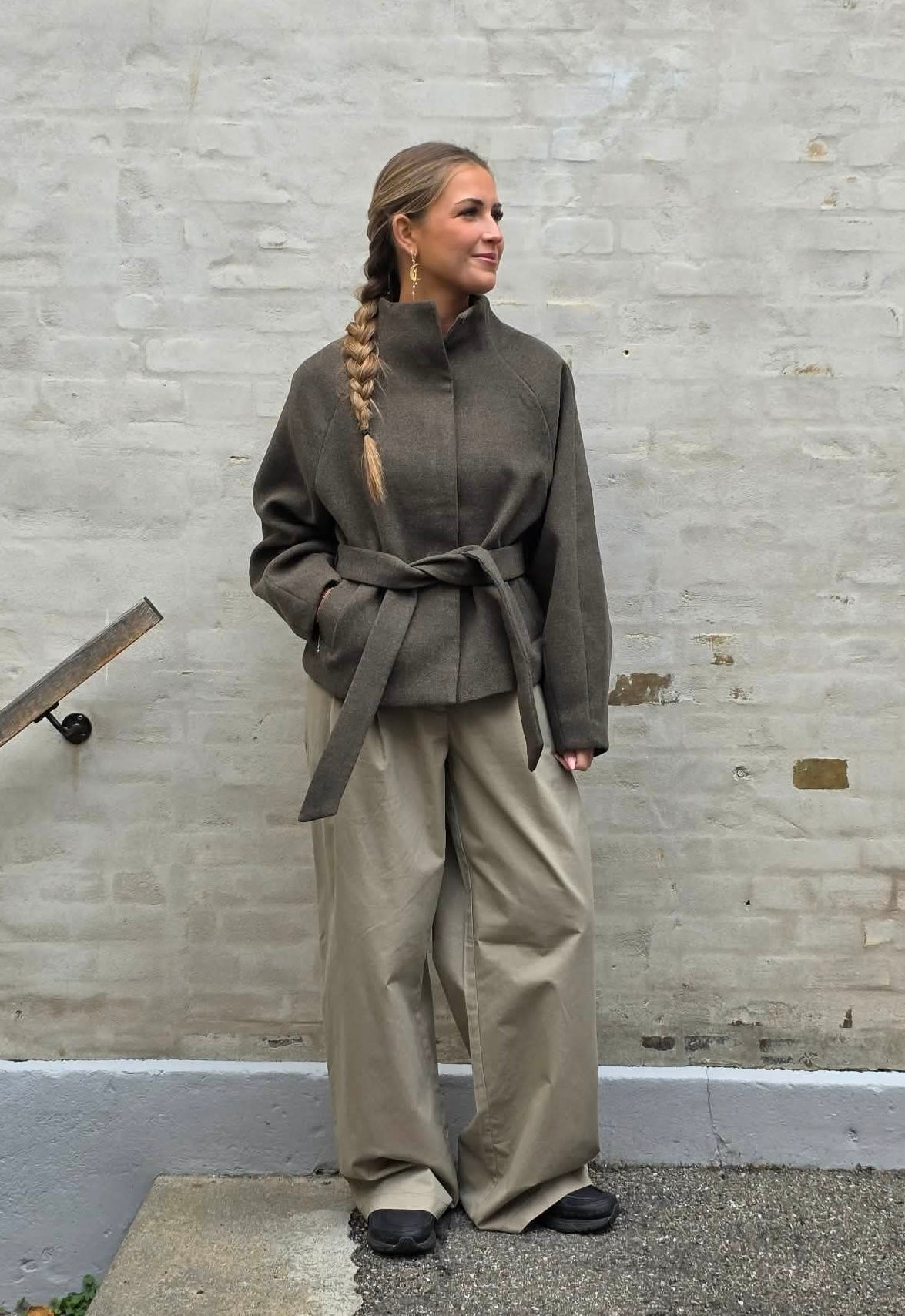 BLAKE SHORT BELT JACKET - Black Olive/MELANGE