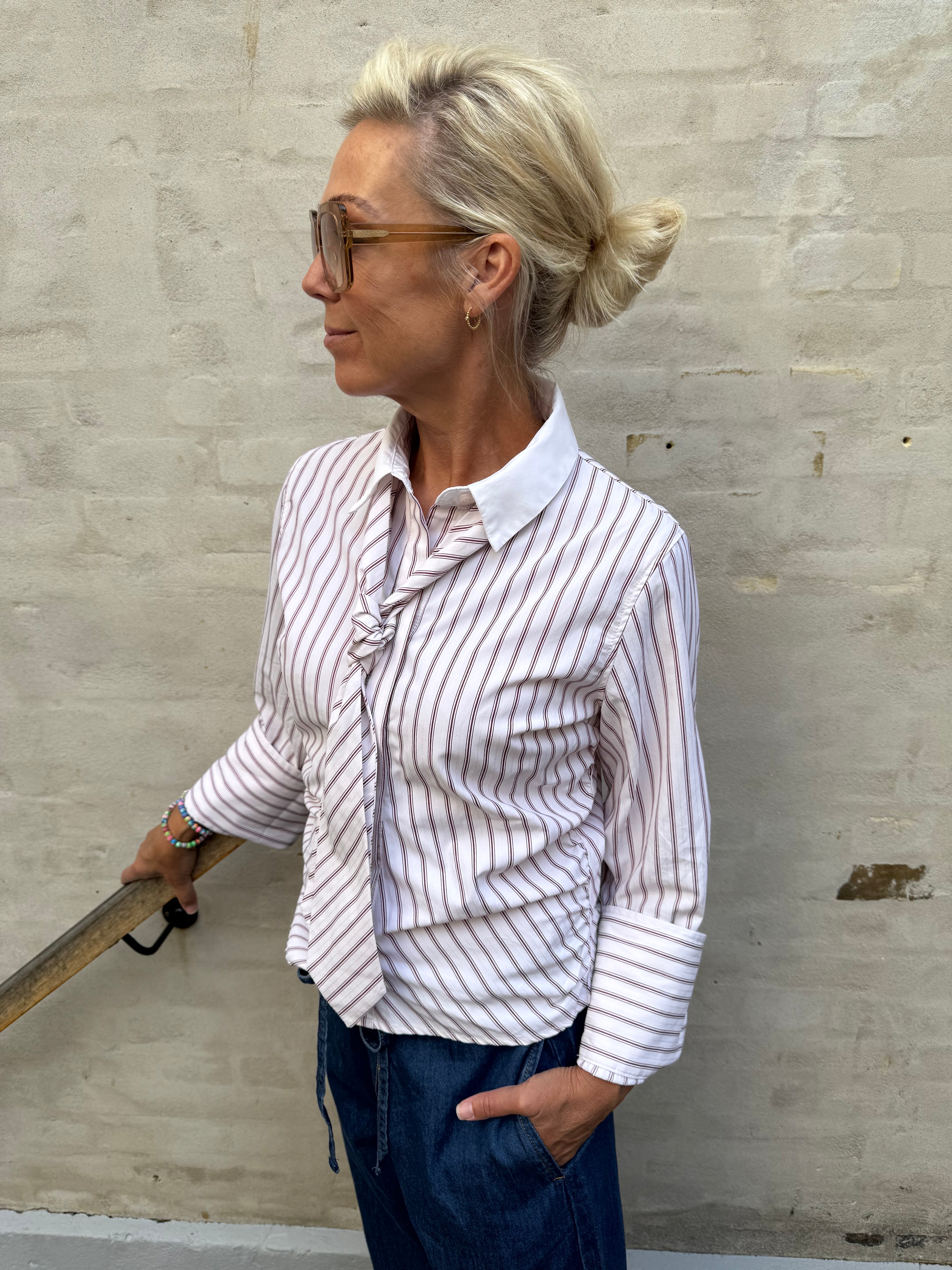 Francesca Stripe Shirt - Rose