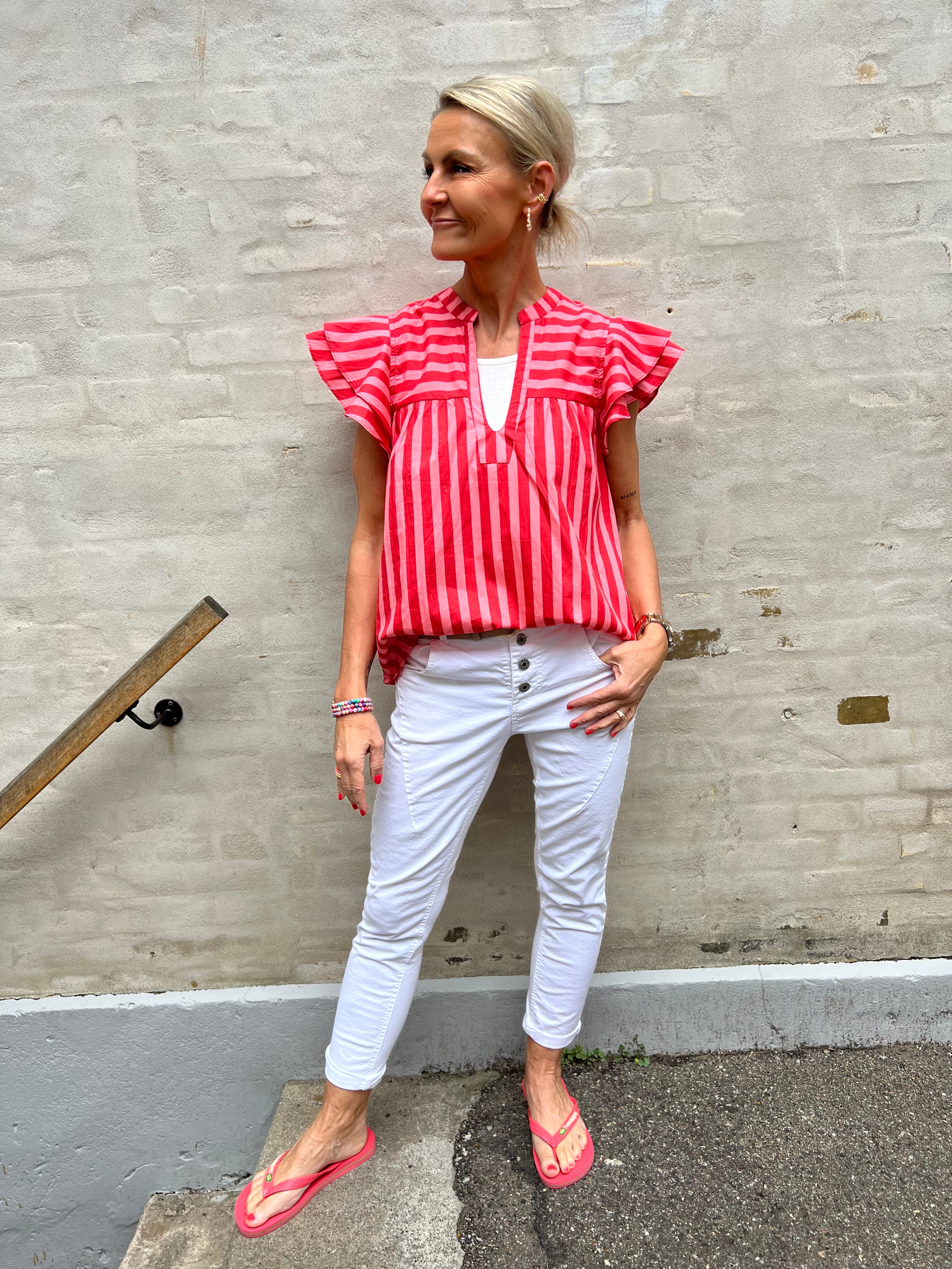 Christel Stripe Top - Stripe Pink