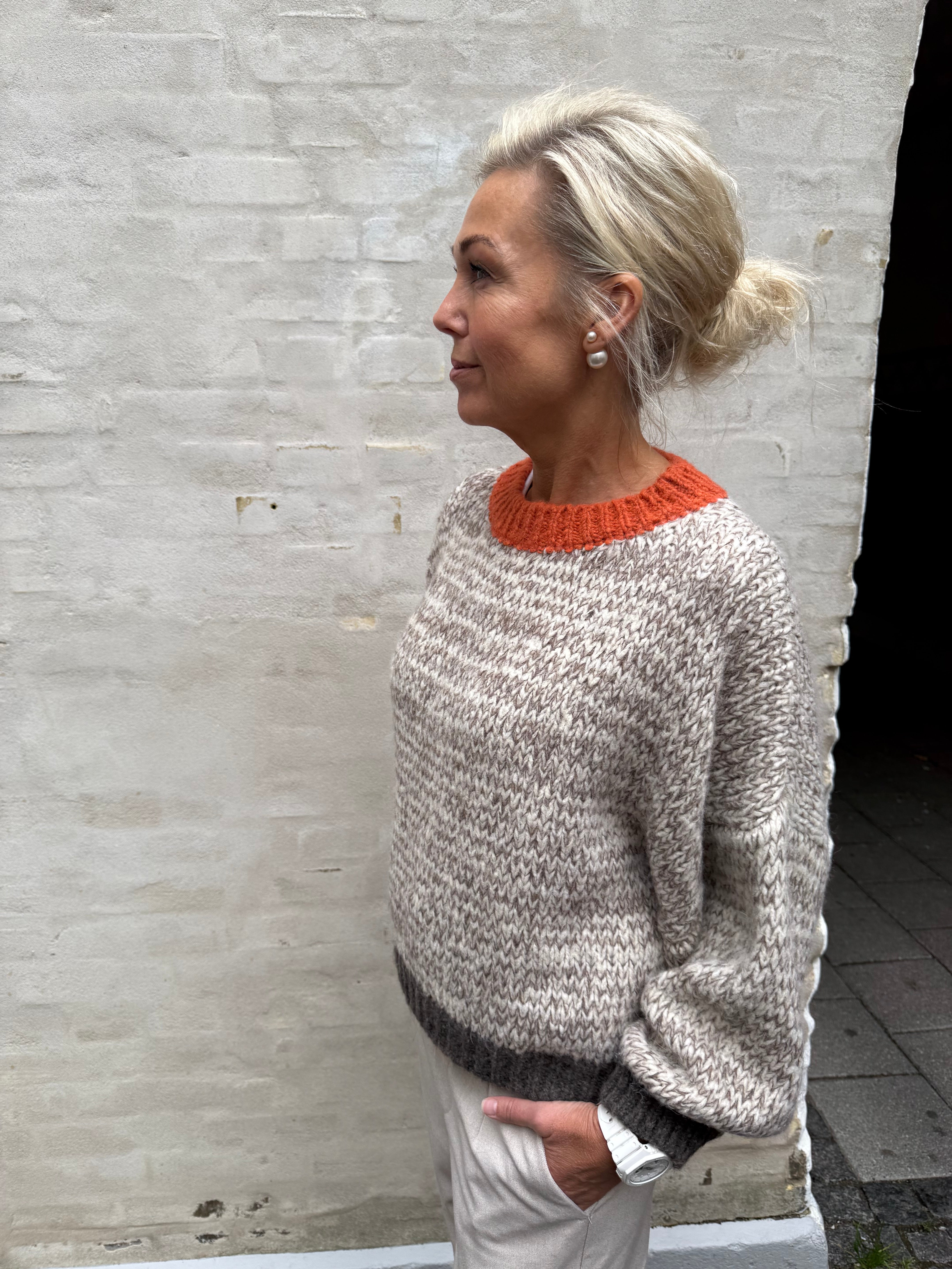 Loretta Knit - Beige/Pumpkin