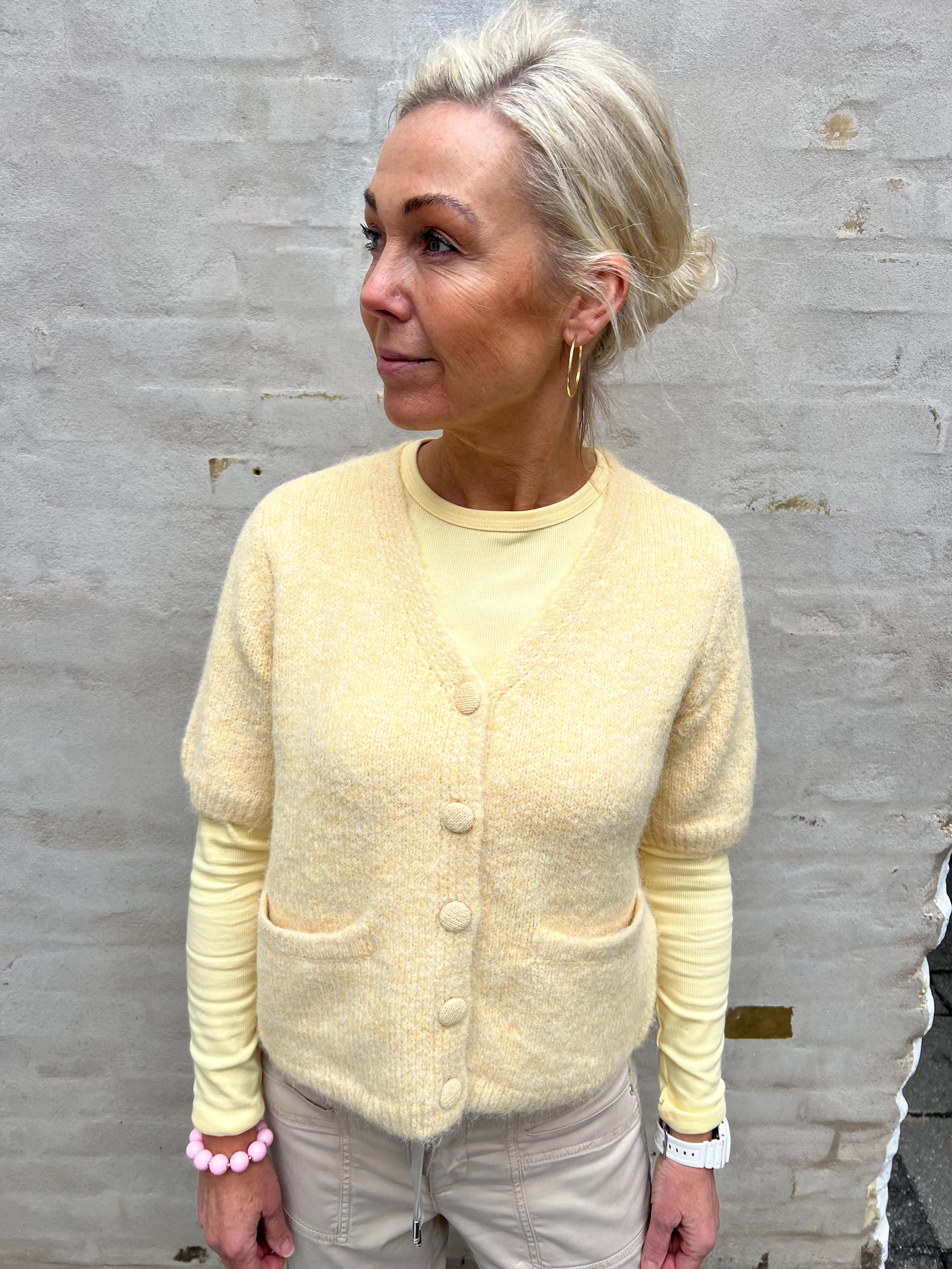 SAGGIA SS V-NECK Knit Cardigan - Sunlight Melange