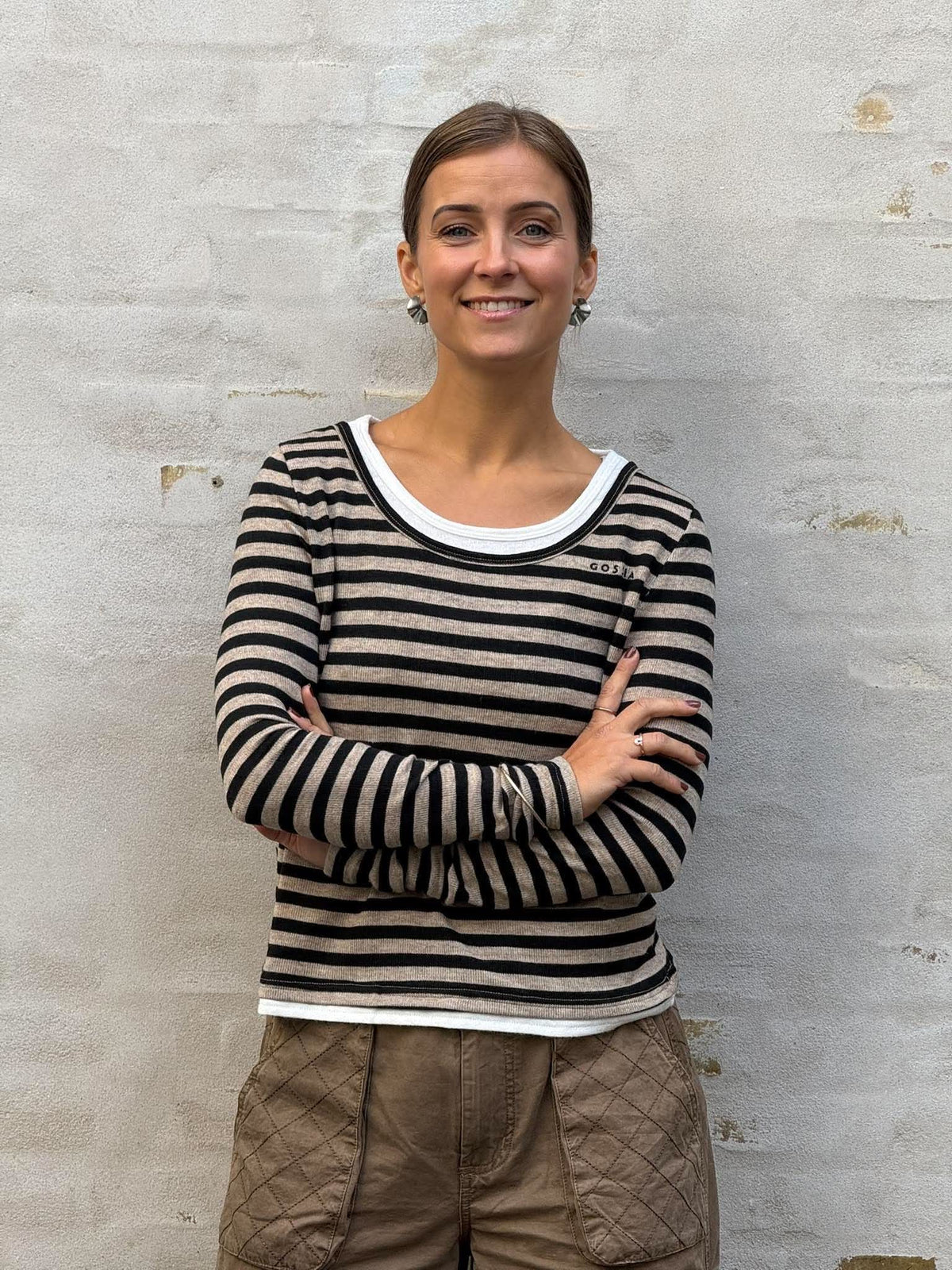 ElmaGO Blouse - Sand/Black Stripes