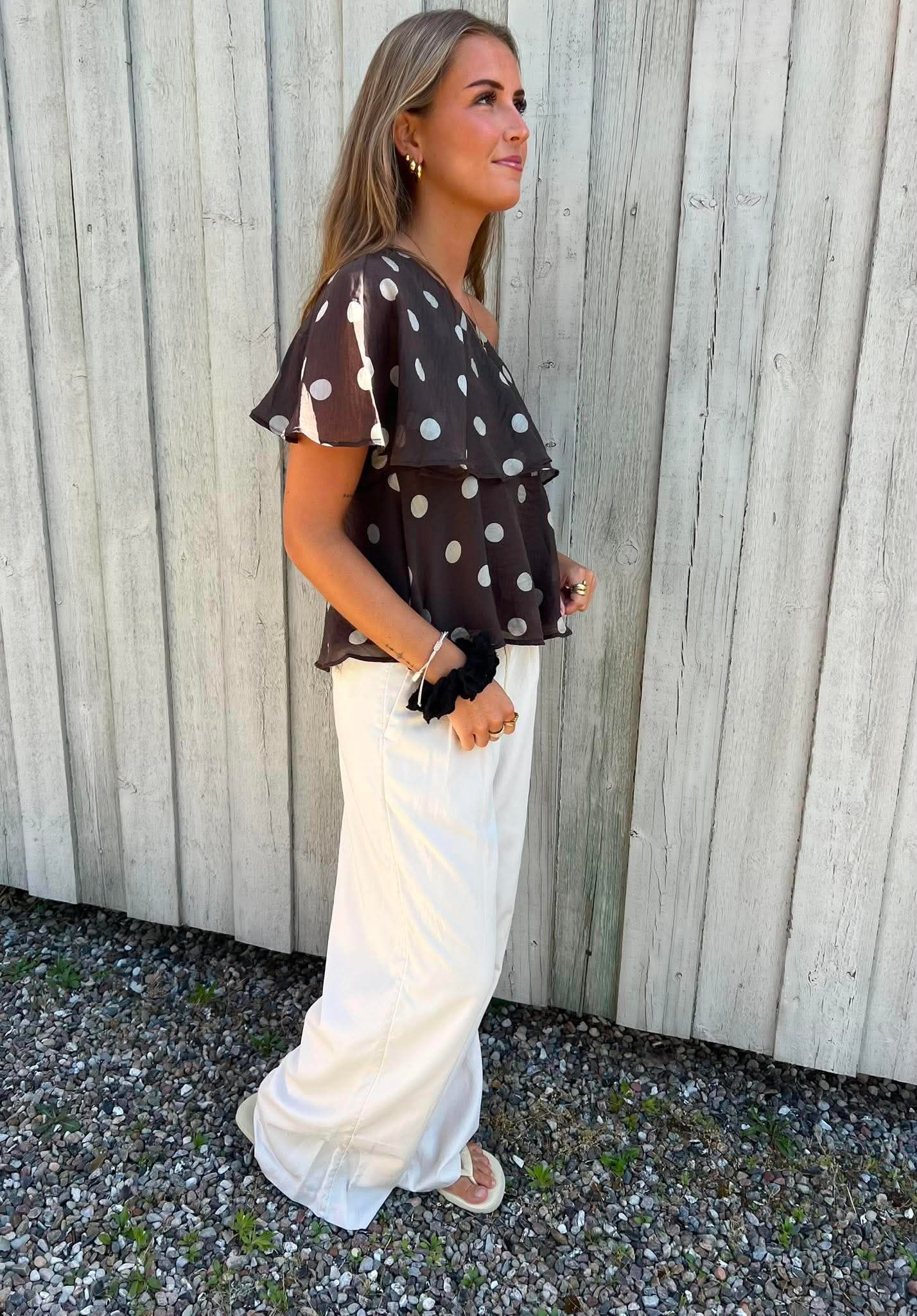 FAY LIFE ONE-SHOULDER TOP - Chocolate Torte PRISTINE DOT
