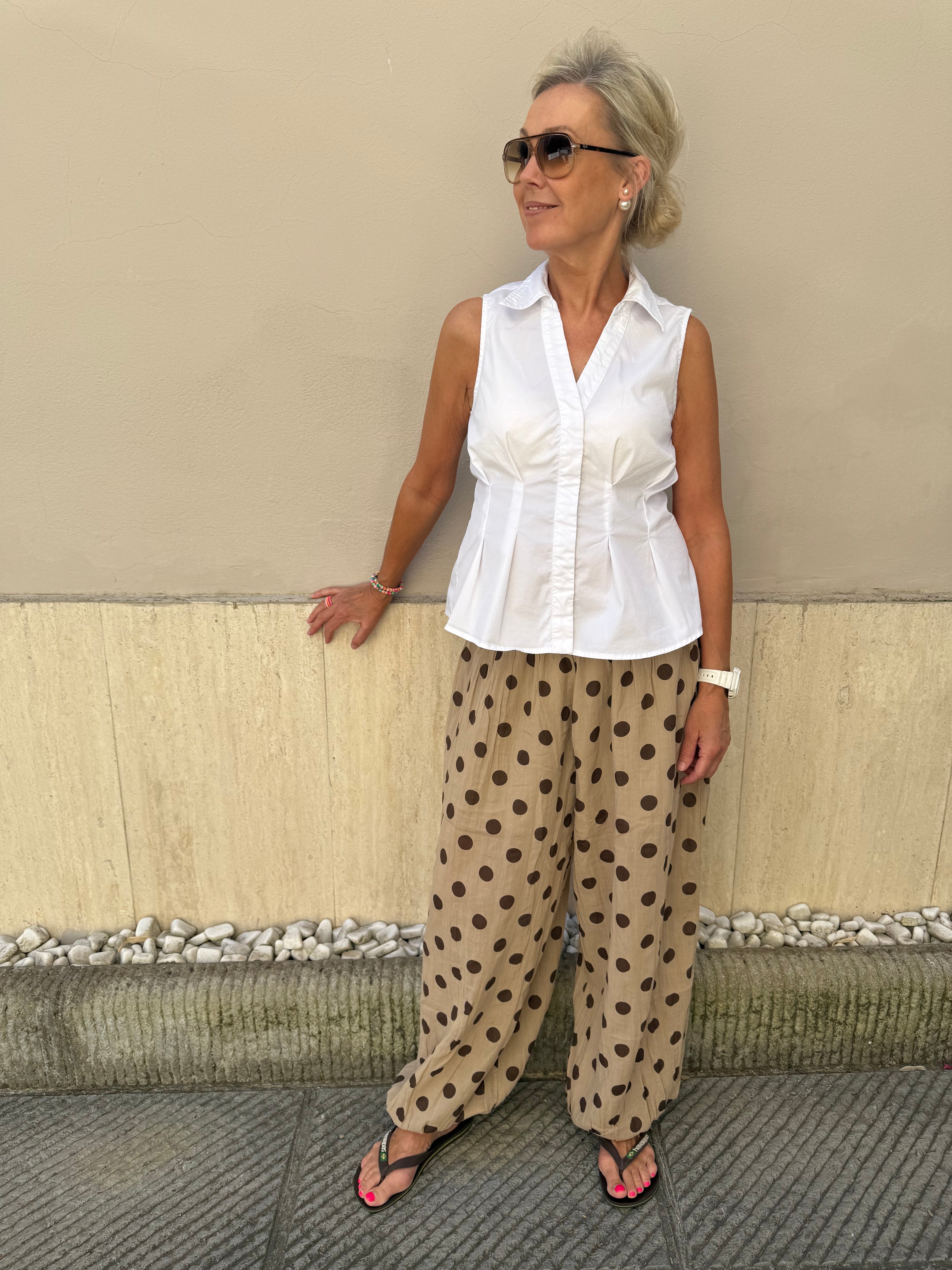Polka Dot Pants - Beige/Brown
