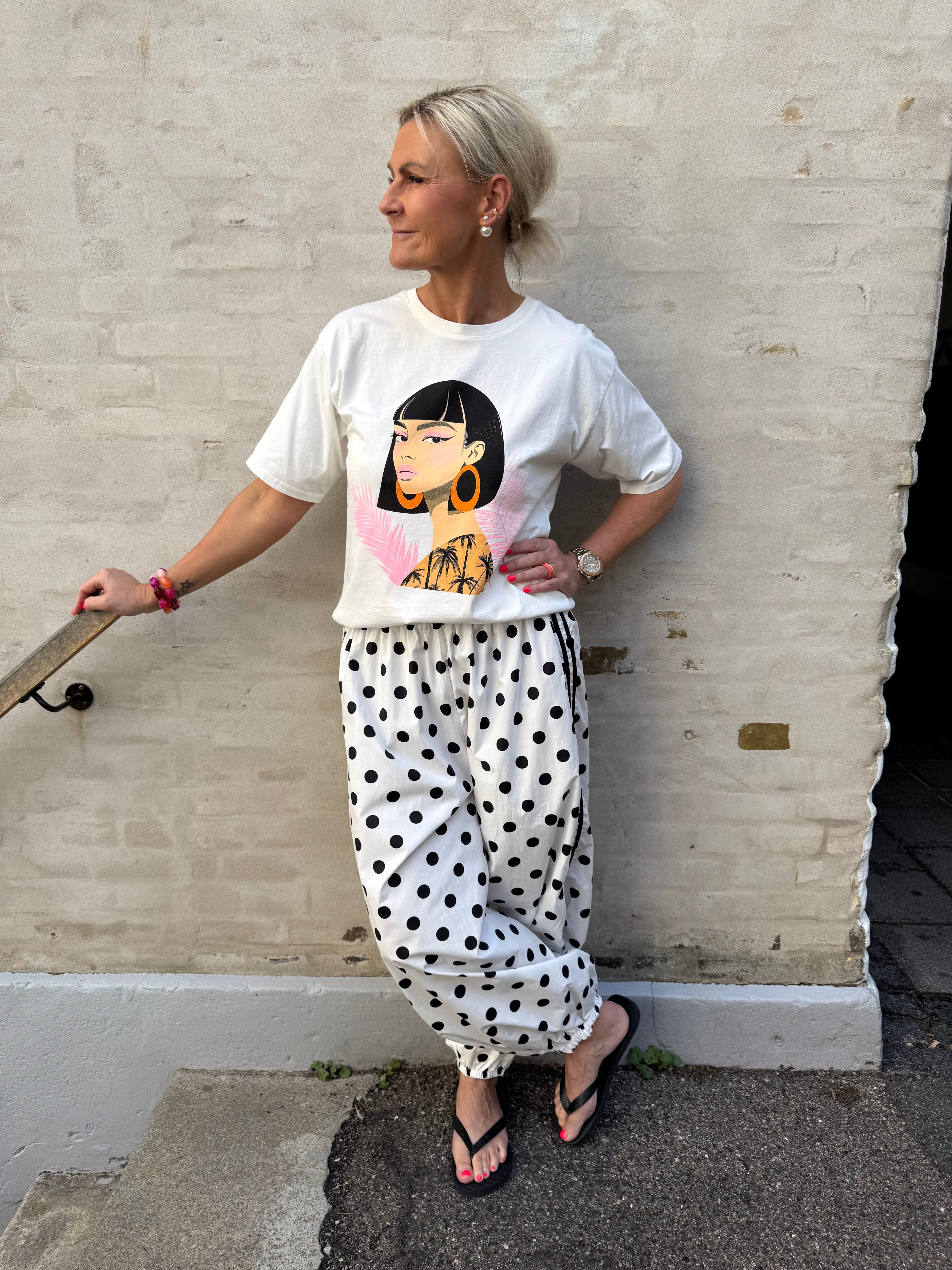 Preorder-Ballon Dot Pants - White