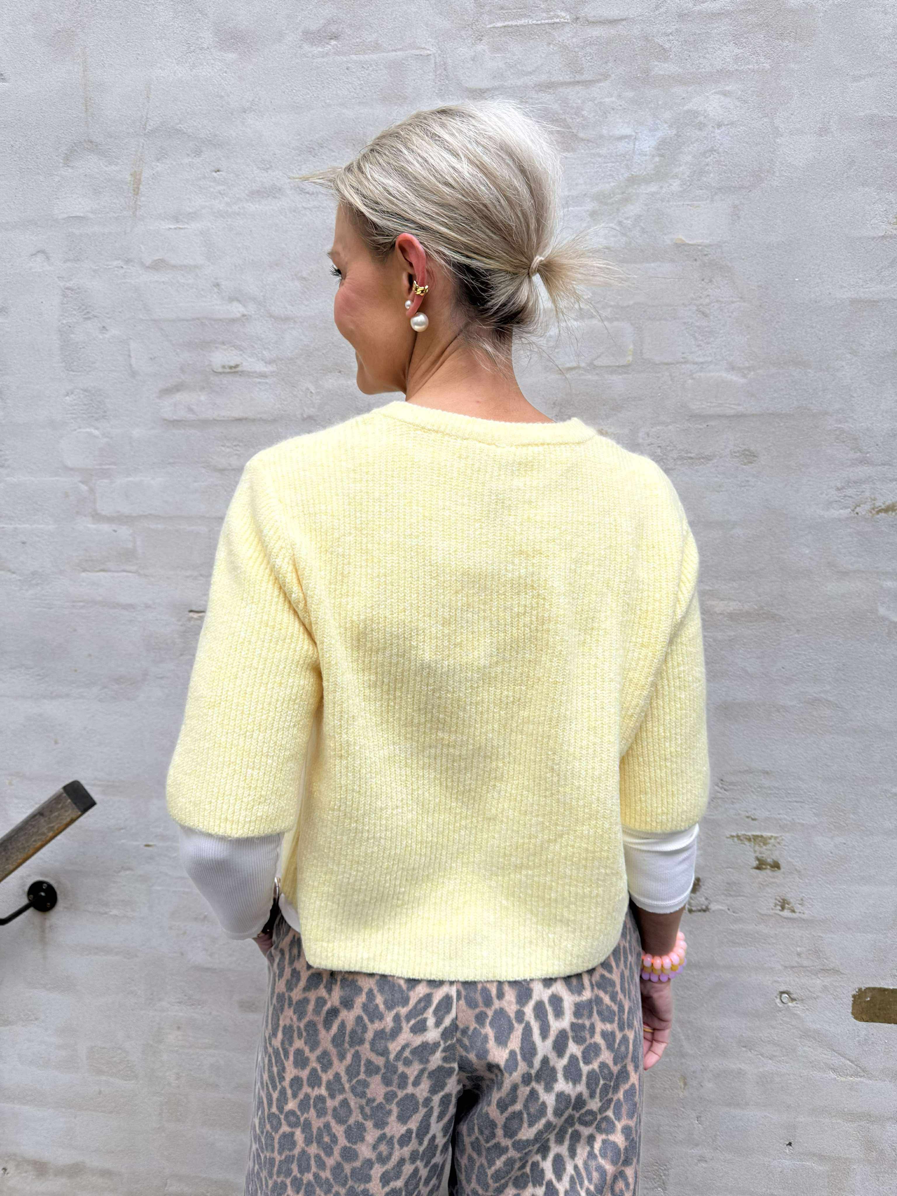 SILLY SS O-NECK KNIT CARDIGAN - Pale Banana MELANGE