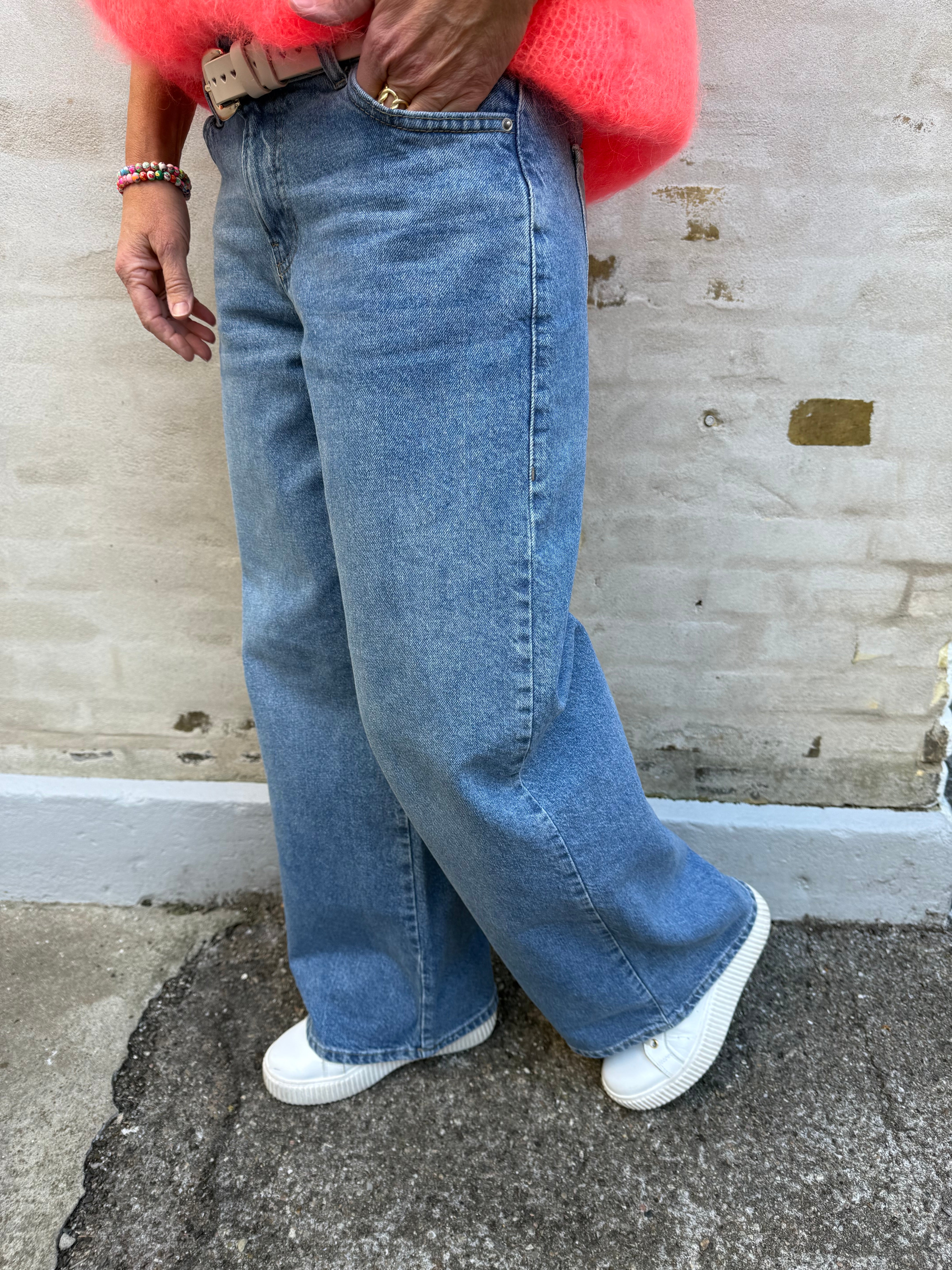 Selma low waist wide jeans - Medium Blue Denim