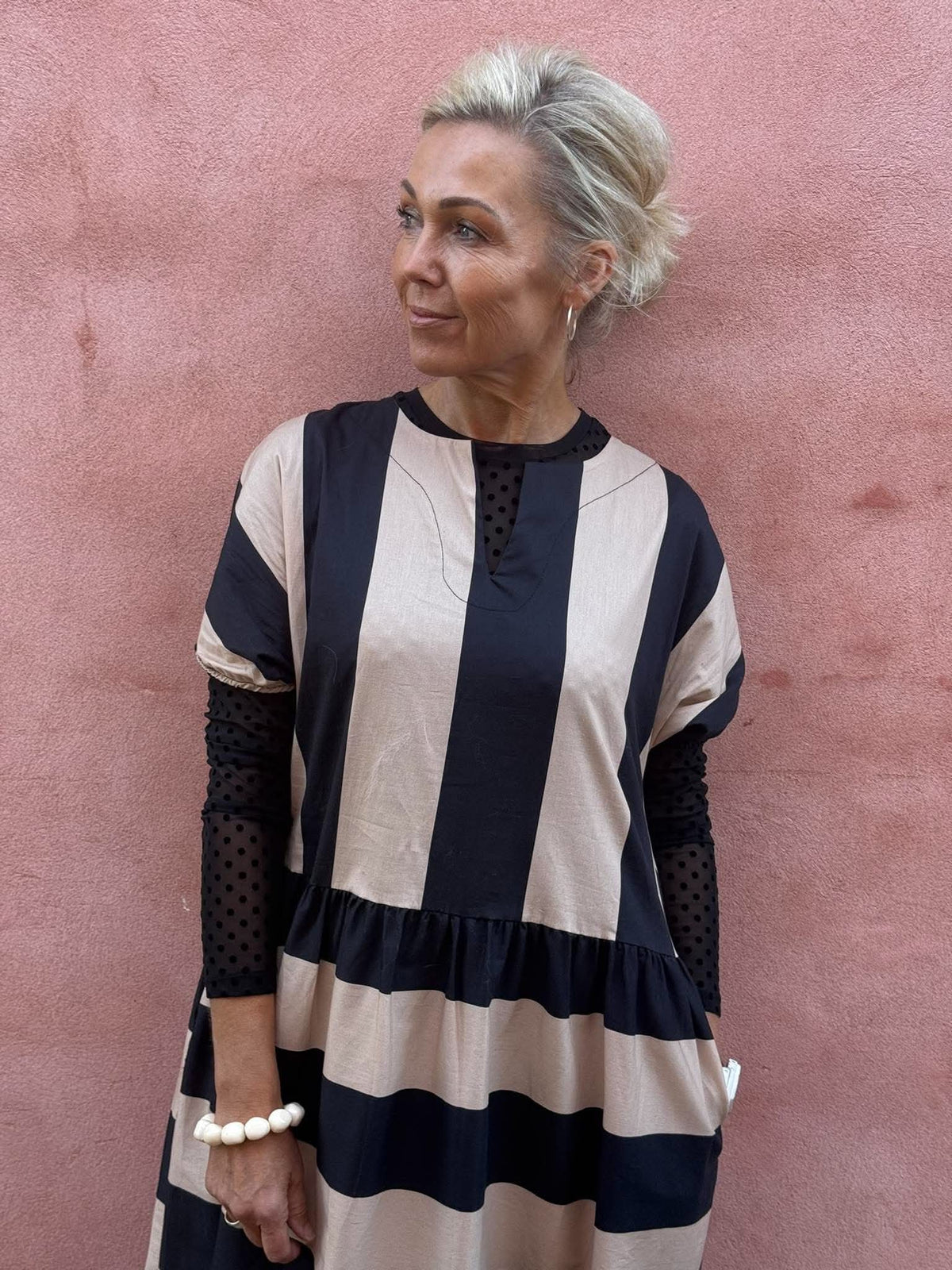 Long Striped - Beige/Black