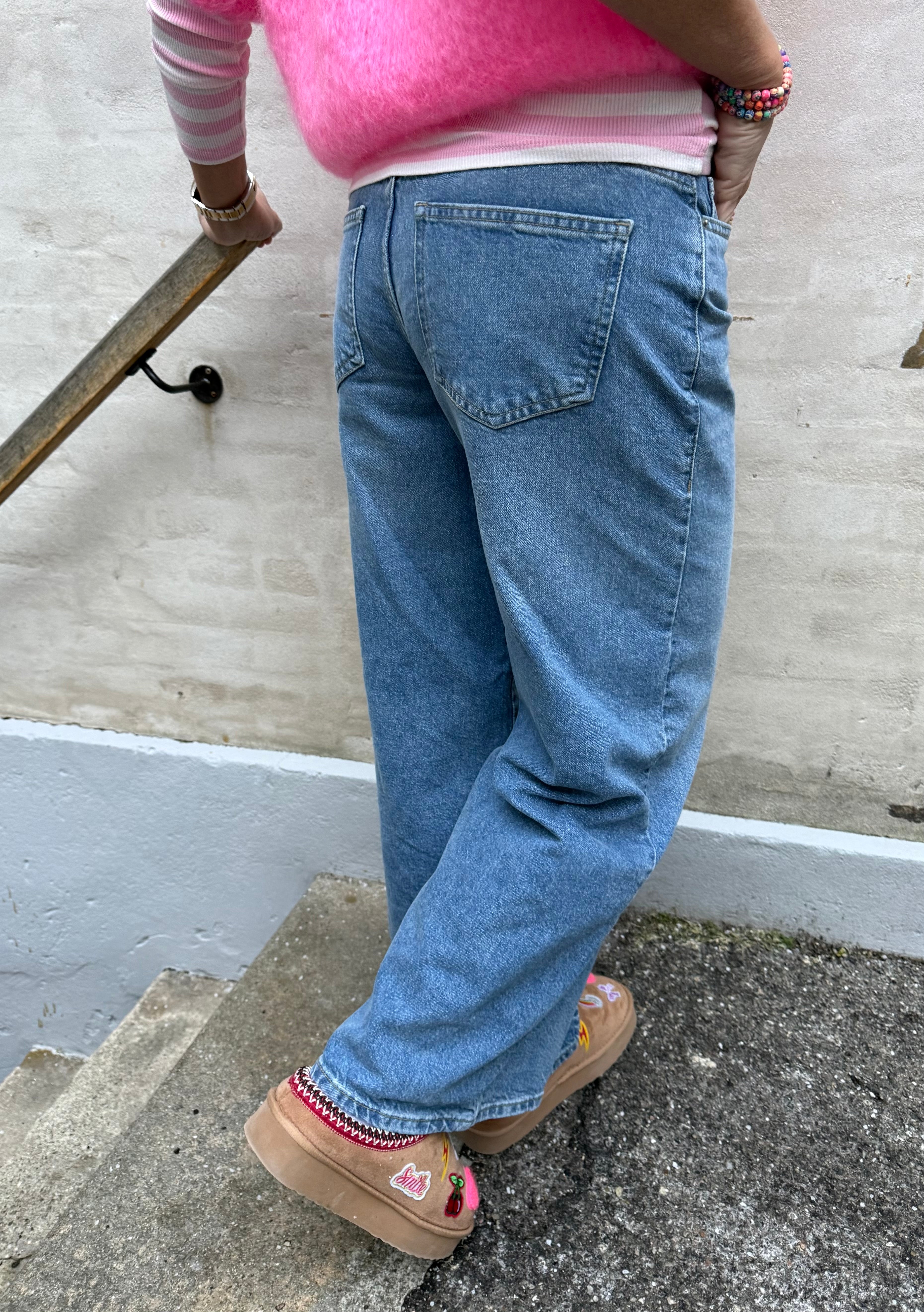 Selma low waist wide jeans - Medium Blue Denim