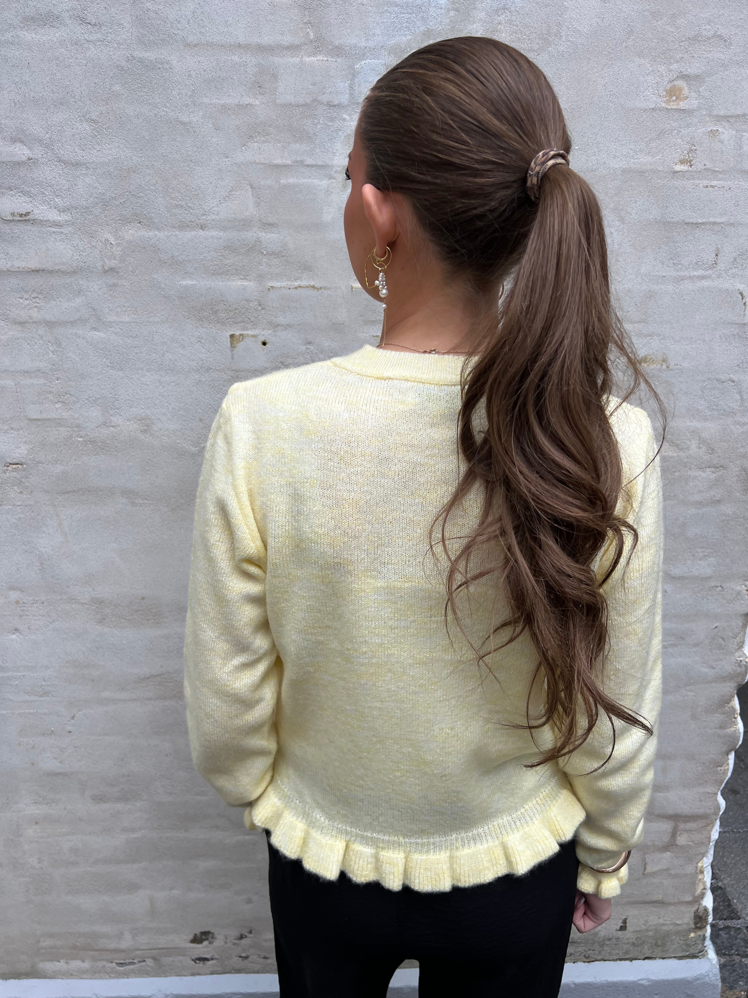 Letty on frill cardigan knit pastel yellow