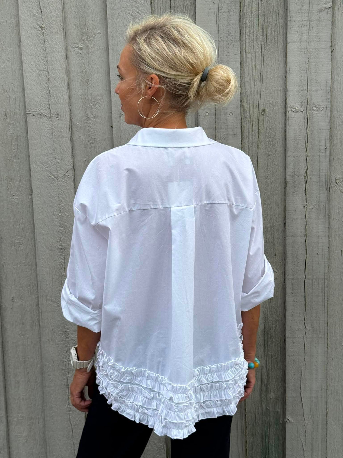Ruffle Shirt - Vit