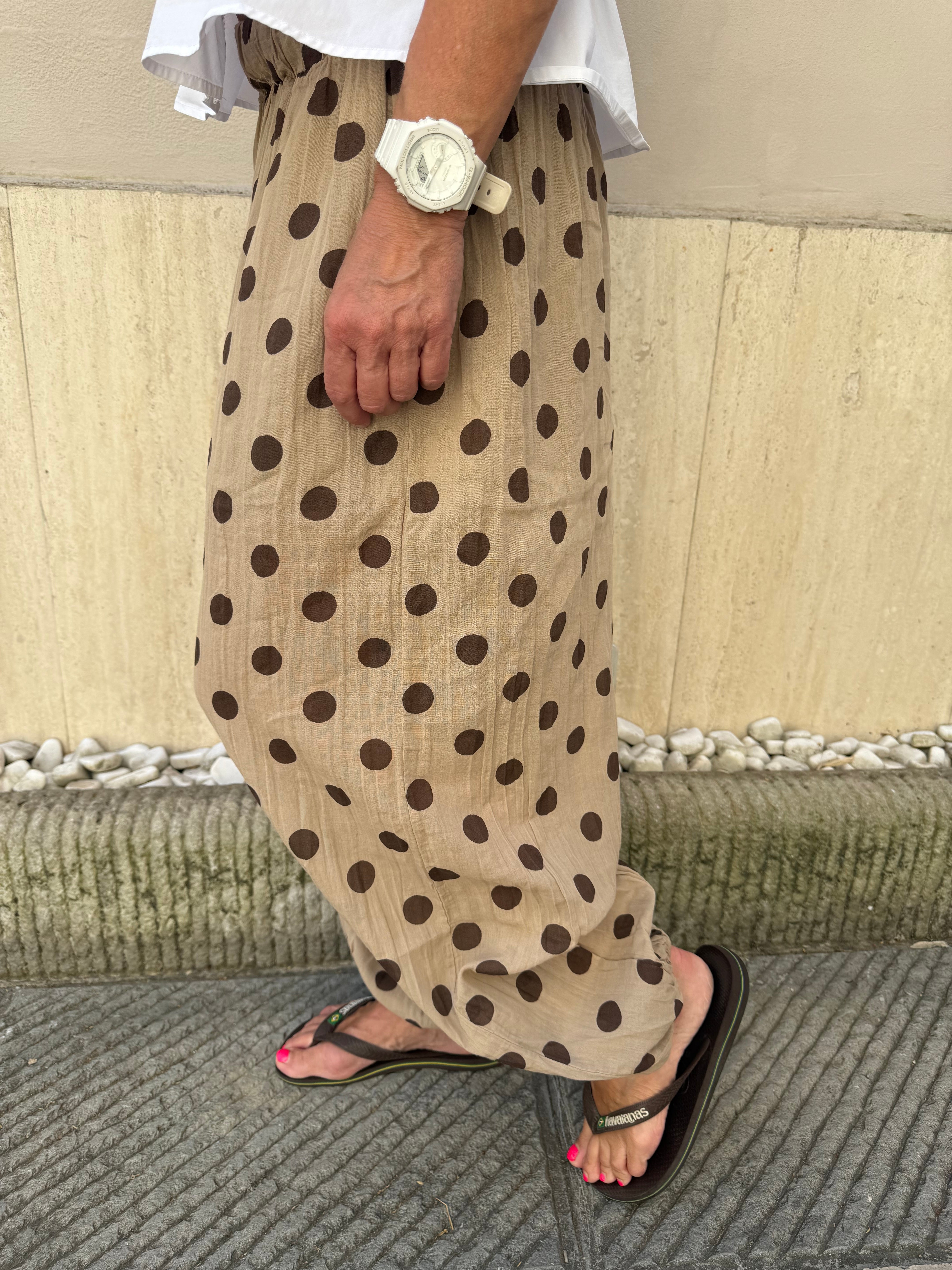 Polka Dot Pants - Beige/Brown