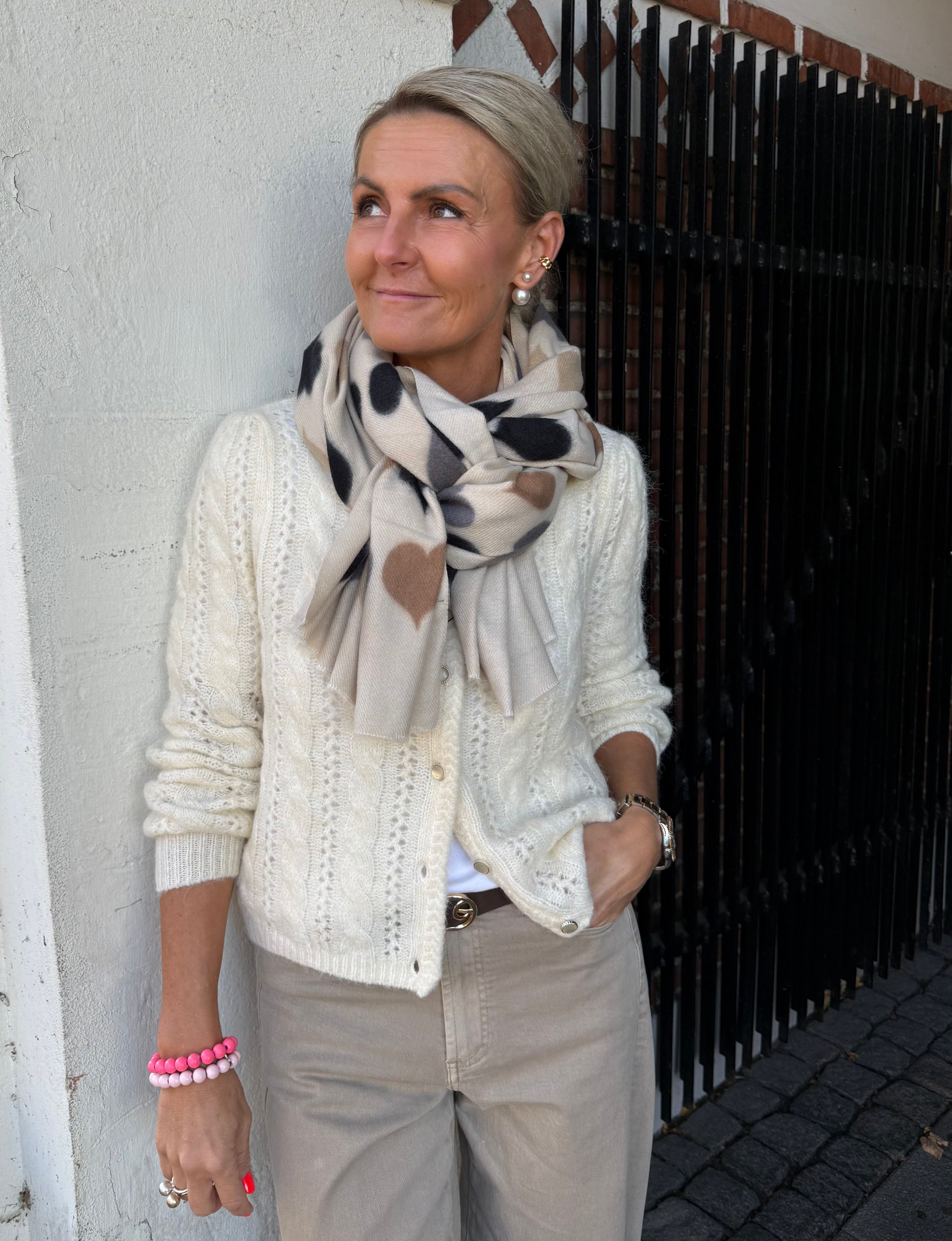 RUMI heart winter scarf - Creme