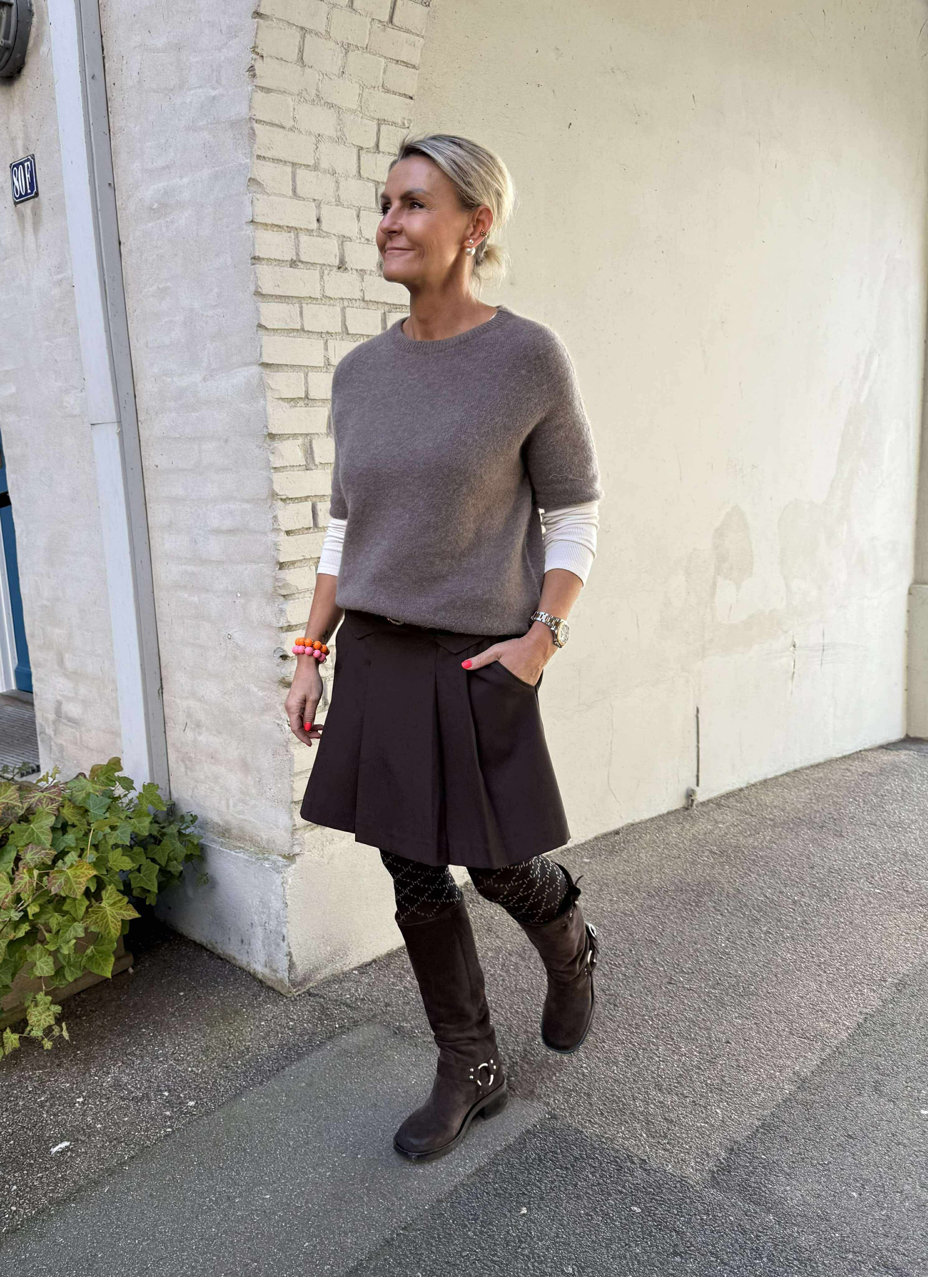 LunaCC Pocket Pleat Mini Skirt - Dark Brown