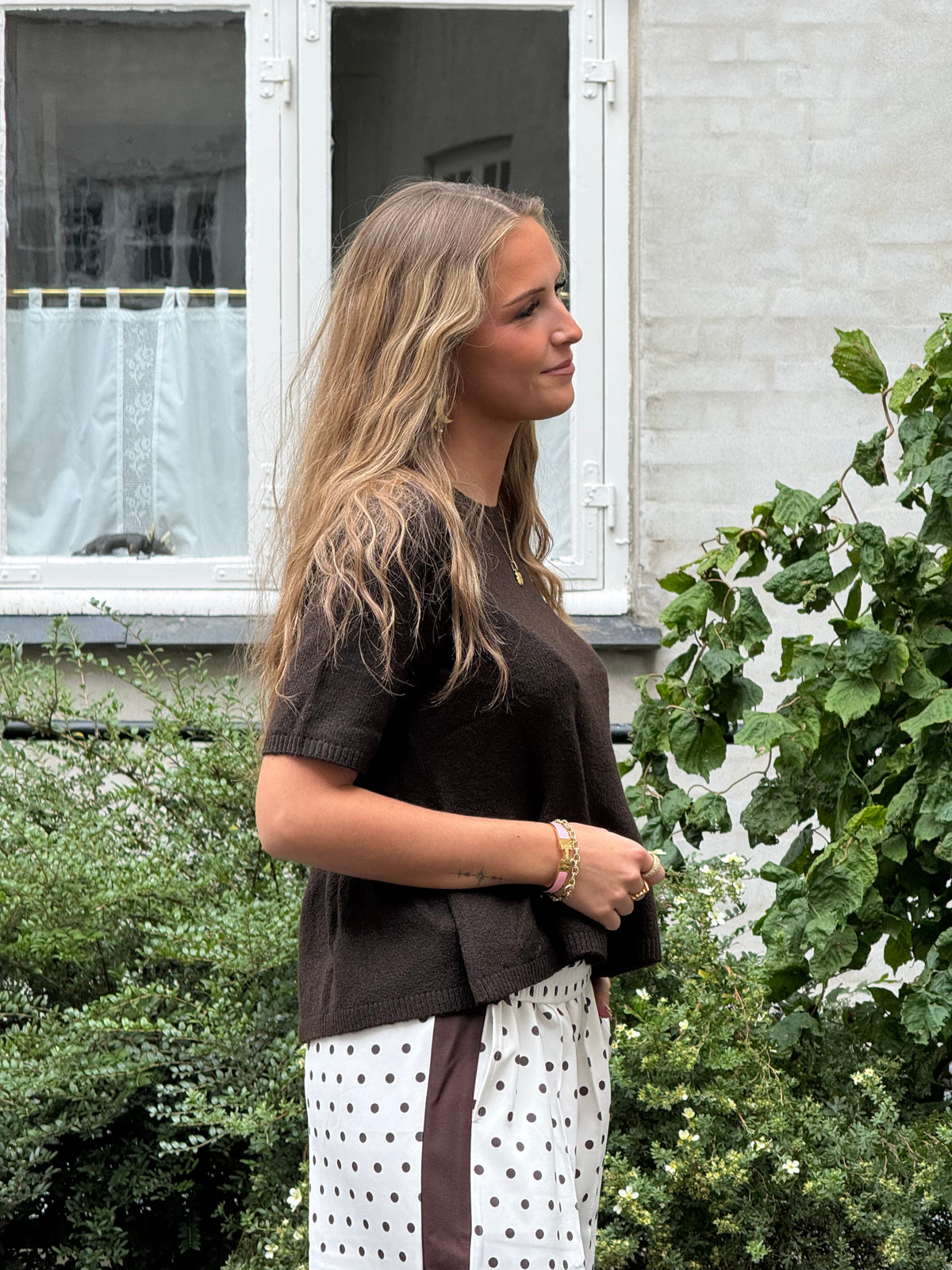 BRILLIANT LIFE S/S ON PEPLUM PULL - Coffee Bean/MELANGE