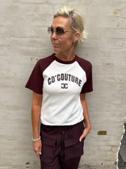 Edgecc Block Tee Offwhite/winered