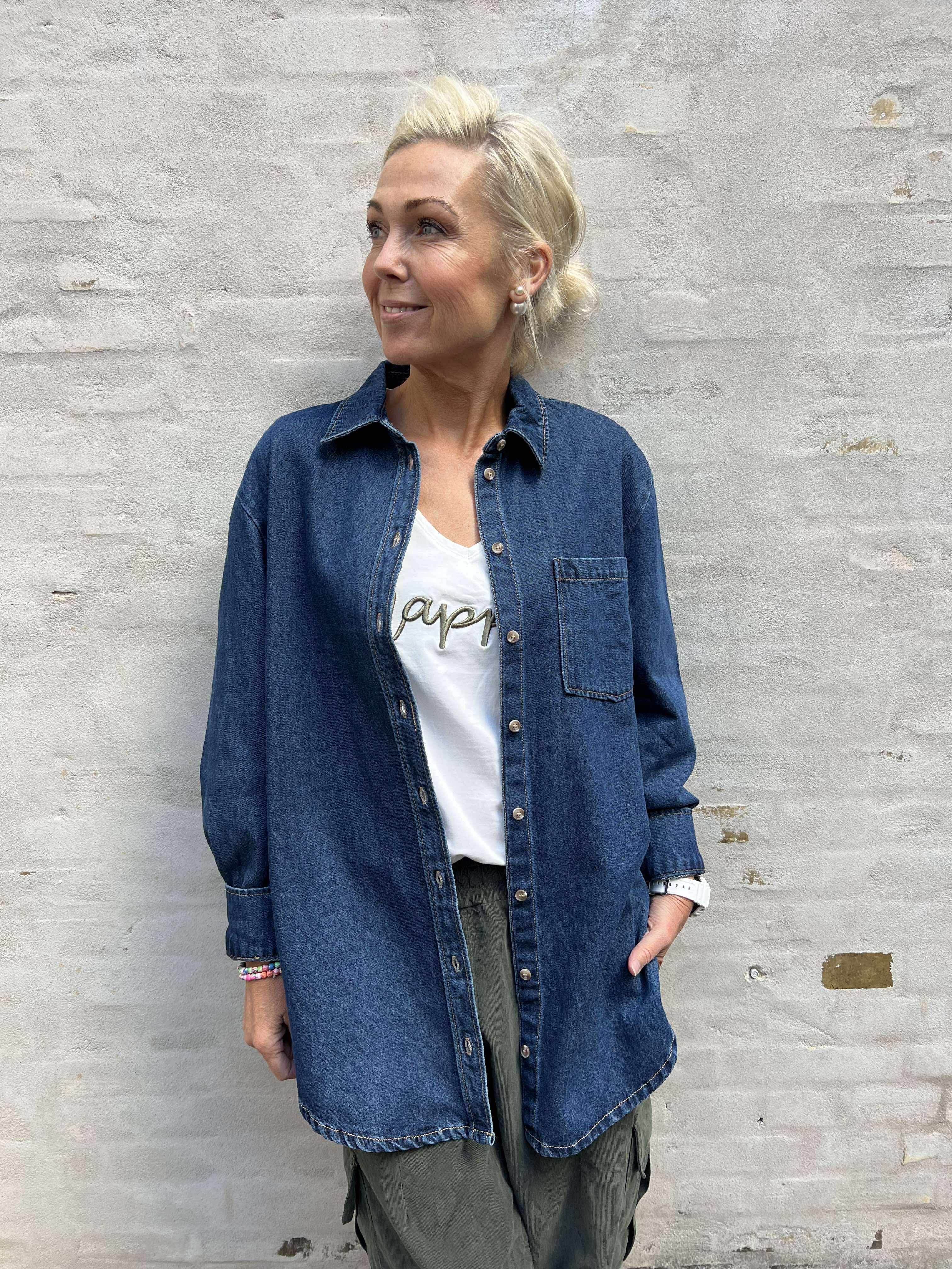 MAISIE LS DENIM SHIRT - Dark Blue Denim