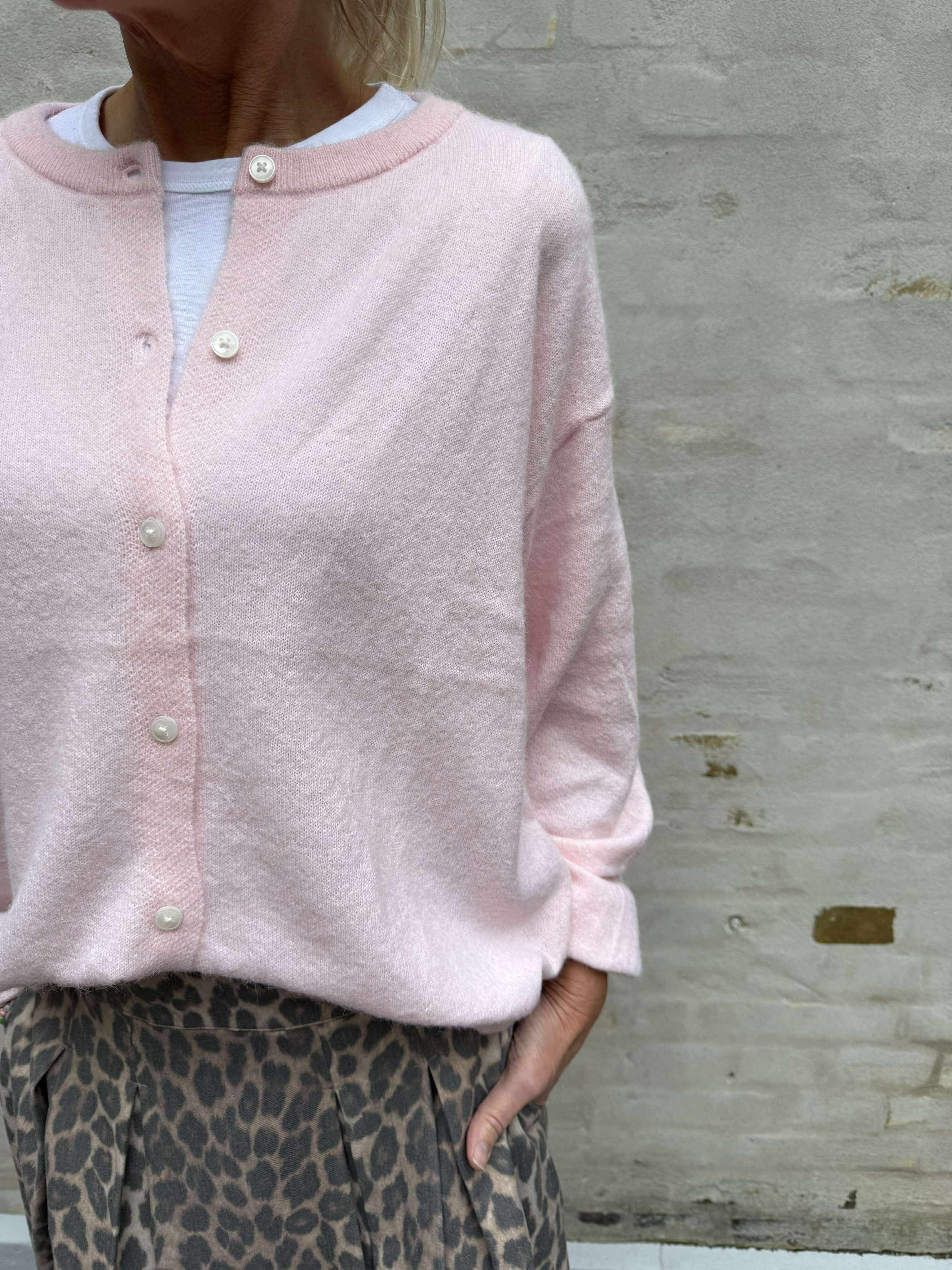 NAOMI LS O-NECK KNIT CARDIGAN - Roseate Spoonbill MELANGE