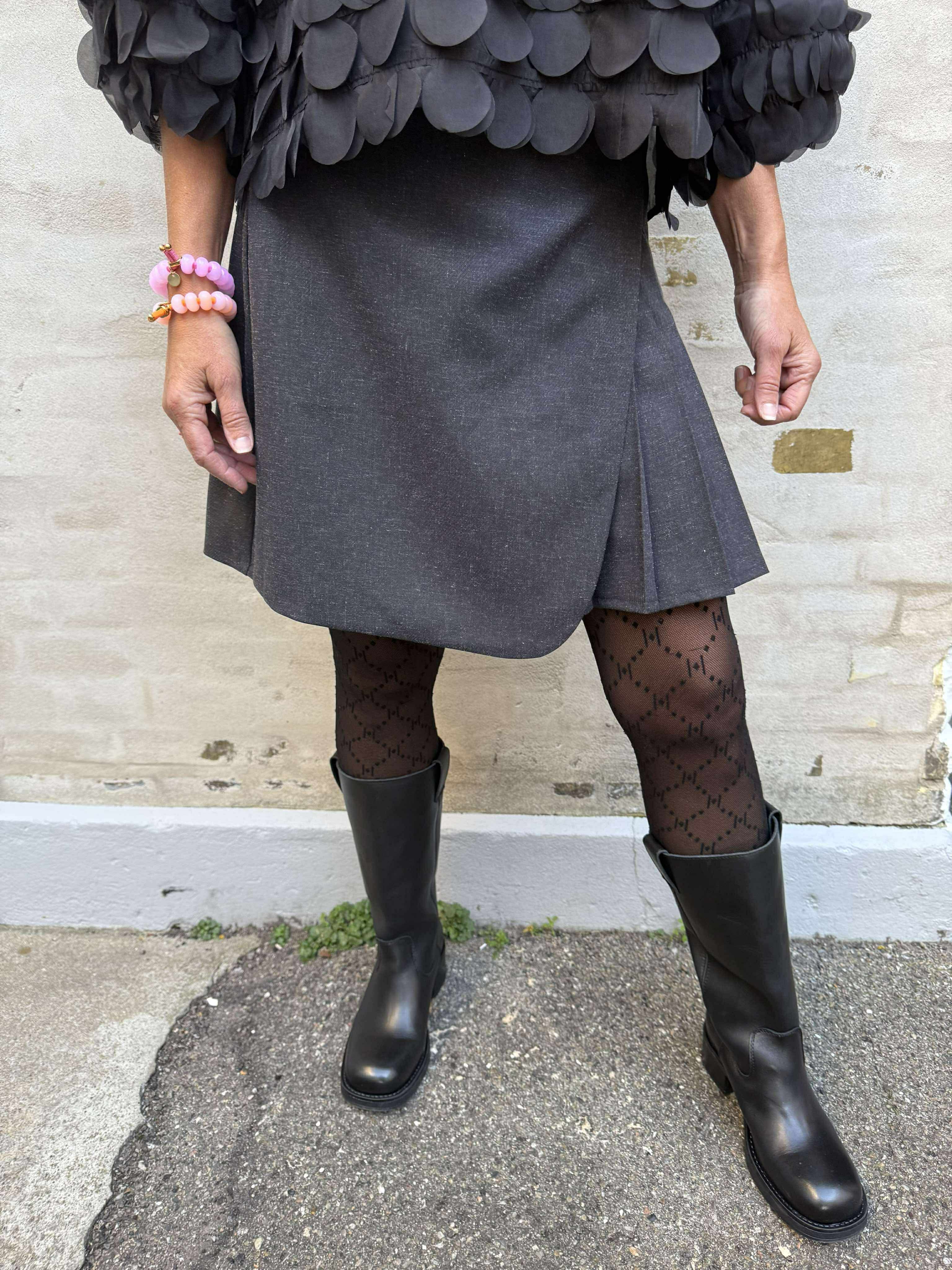 ALMA SHORT SKIRT - Dark Grey Melange