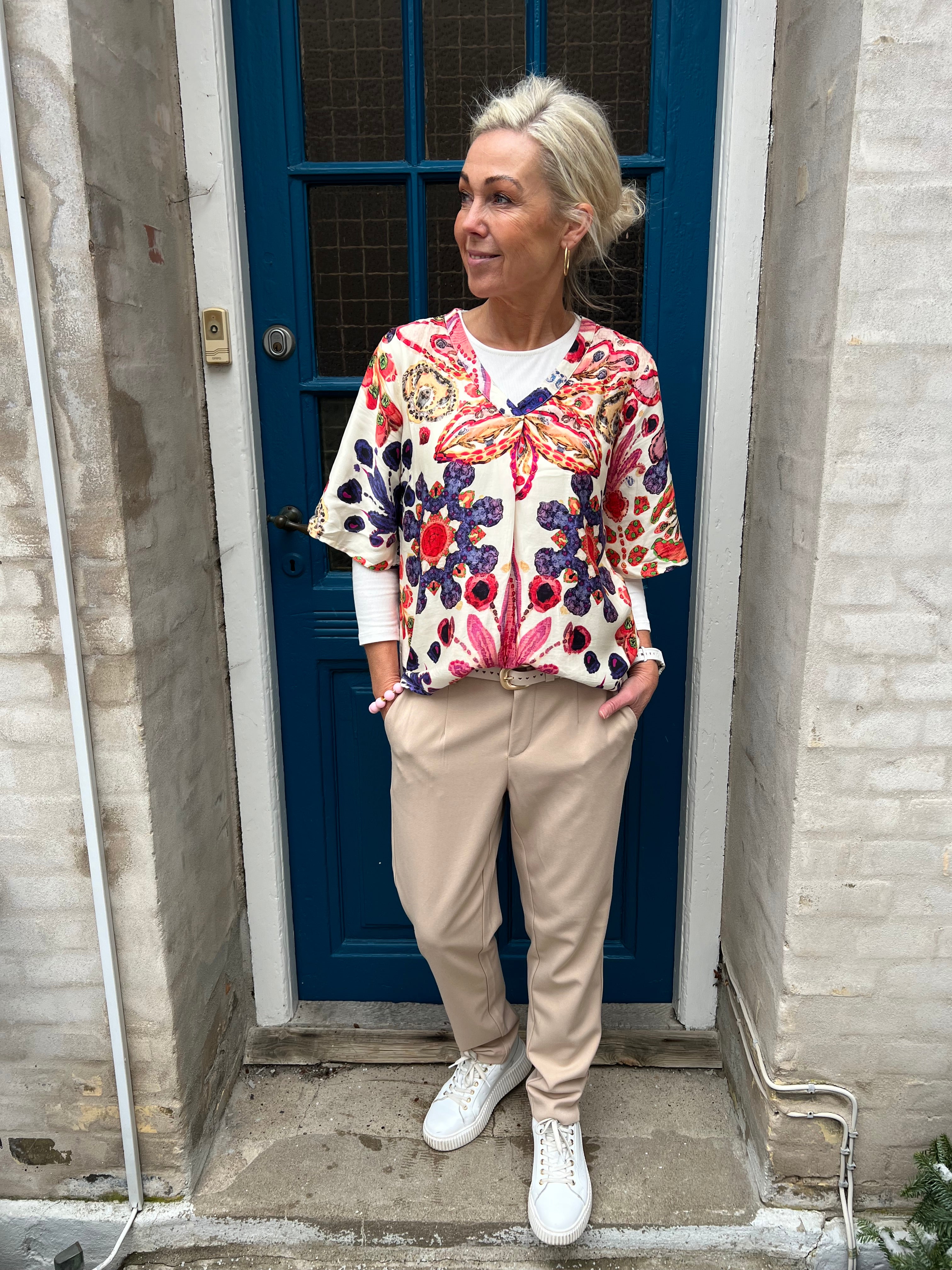 Mandy Blouse - Blue/Pink